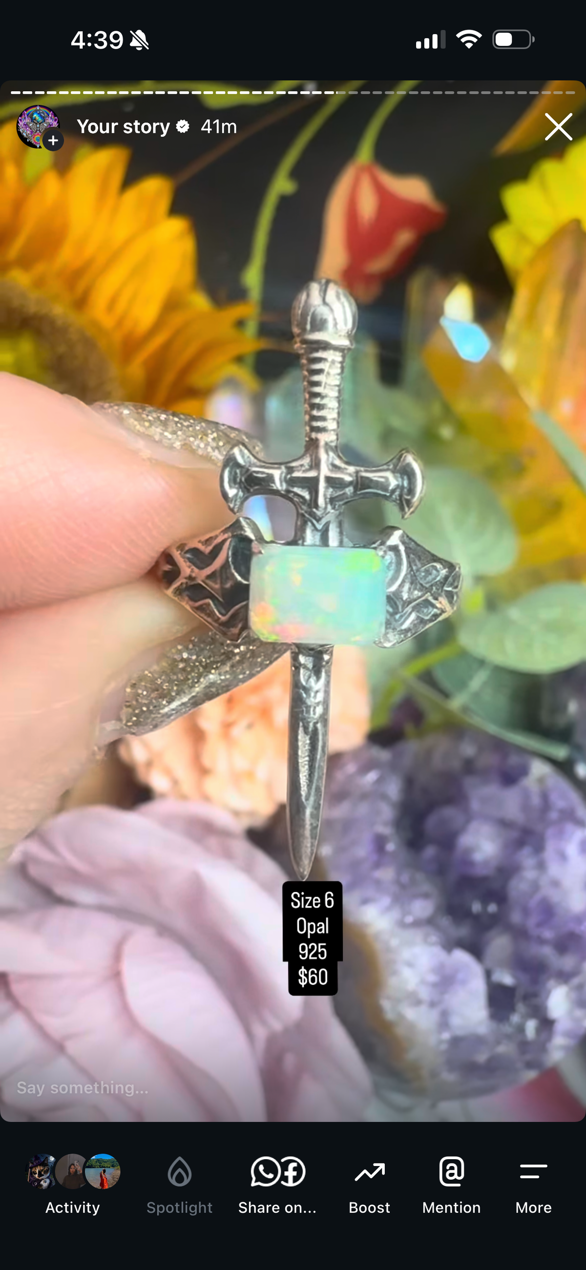 Reserved Ashleysatan opal ring $50 credit applied
