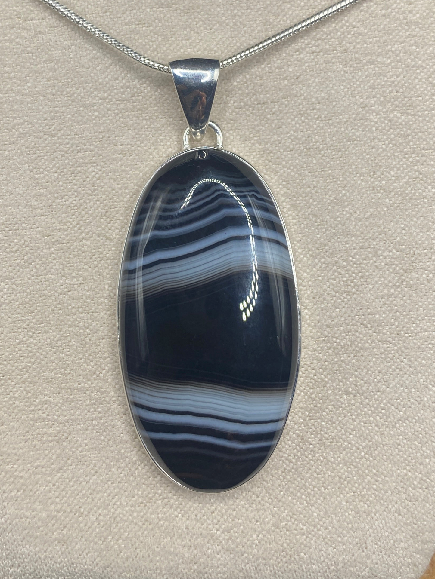 Botswana agate necklace Sterling Silver