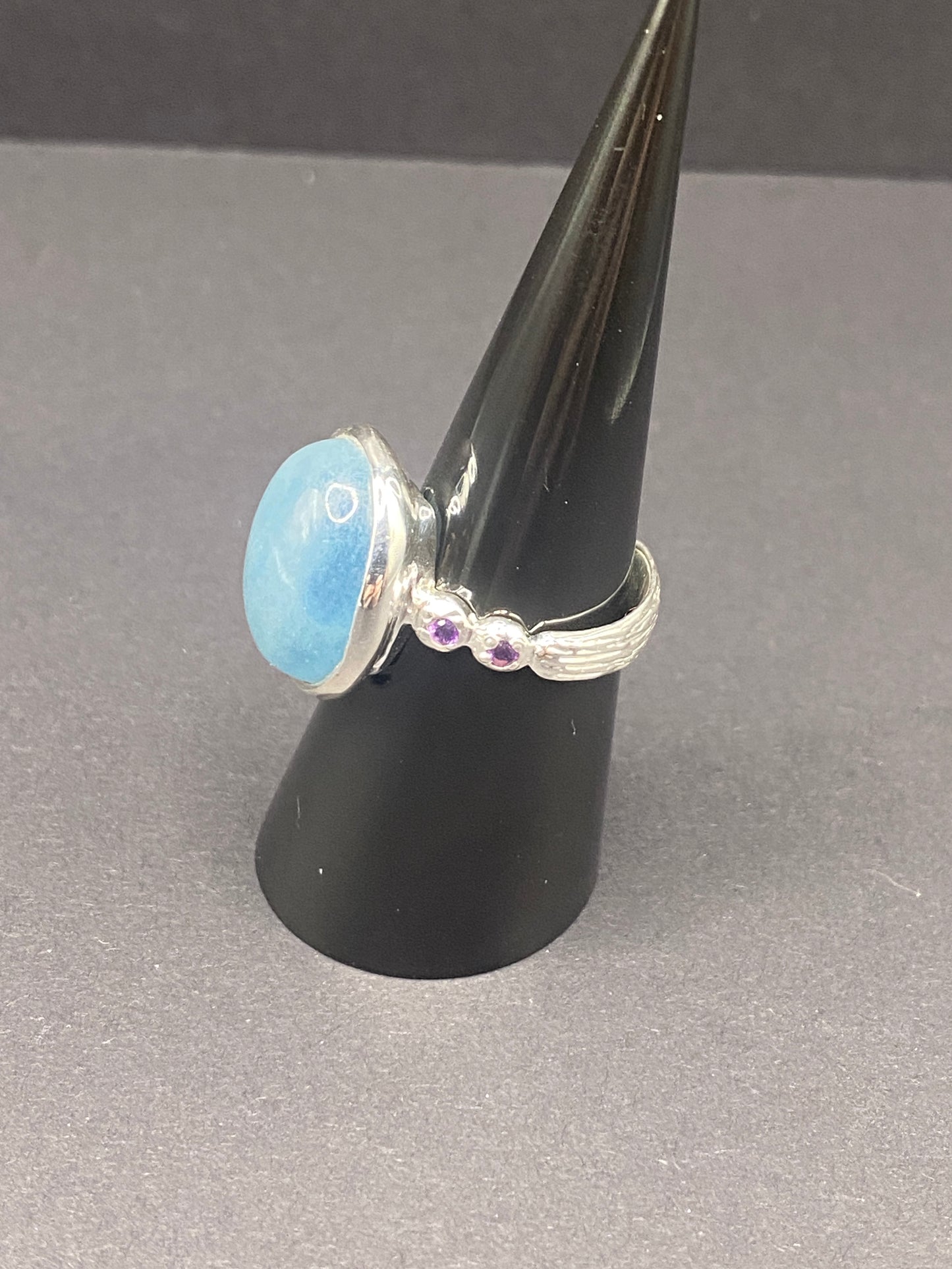 Size 7.75 aquamarine sterling silver