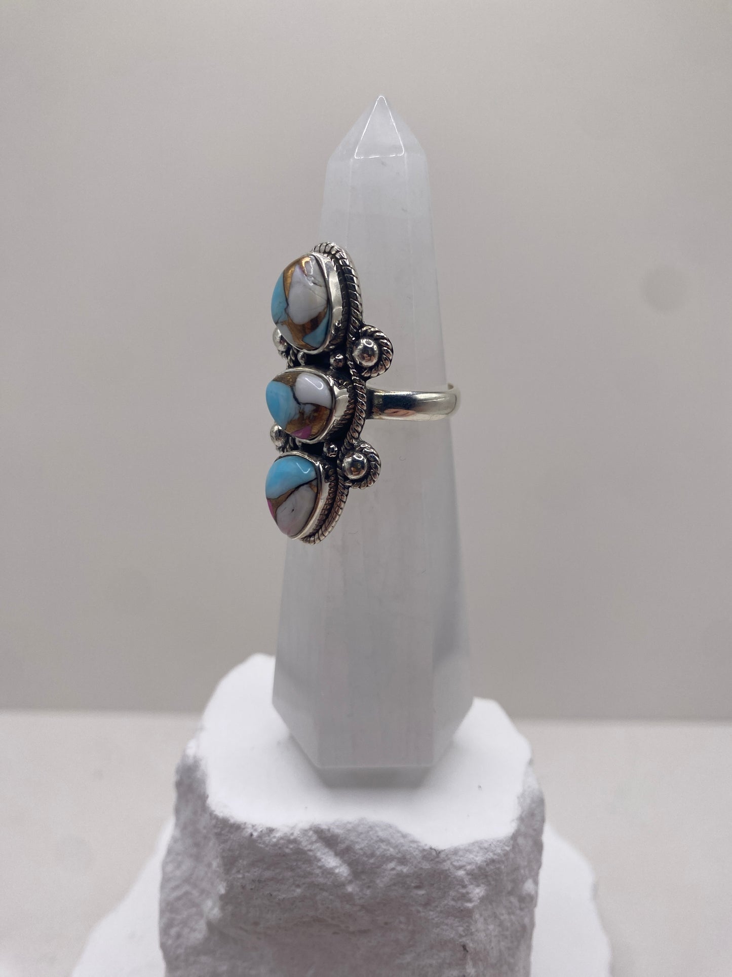 Size 7.5 cotton candy turquoise sterling silver