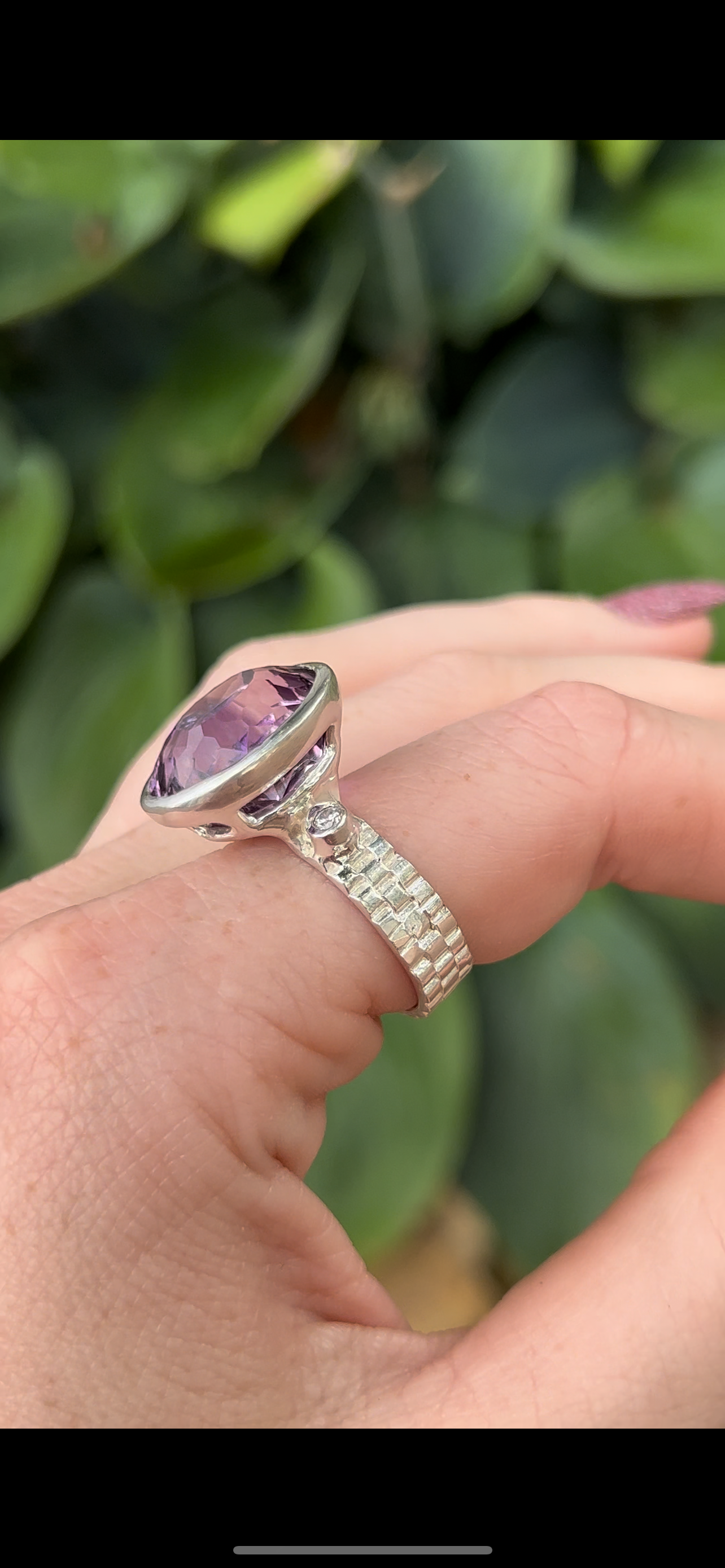 Size 9 Amethyst Ring Sterling Silver