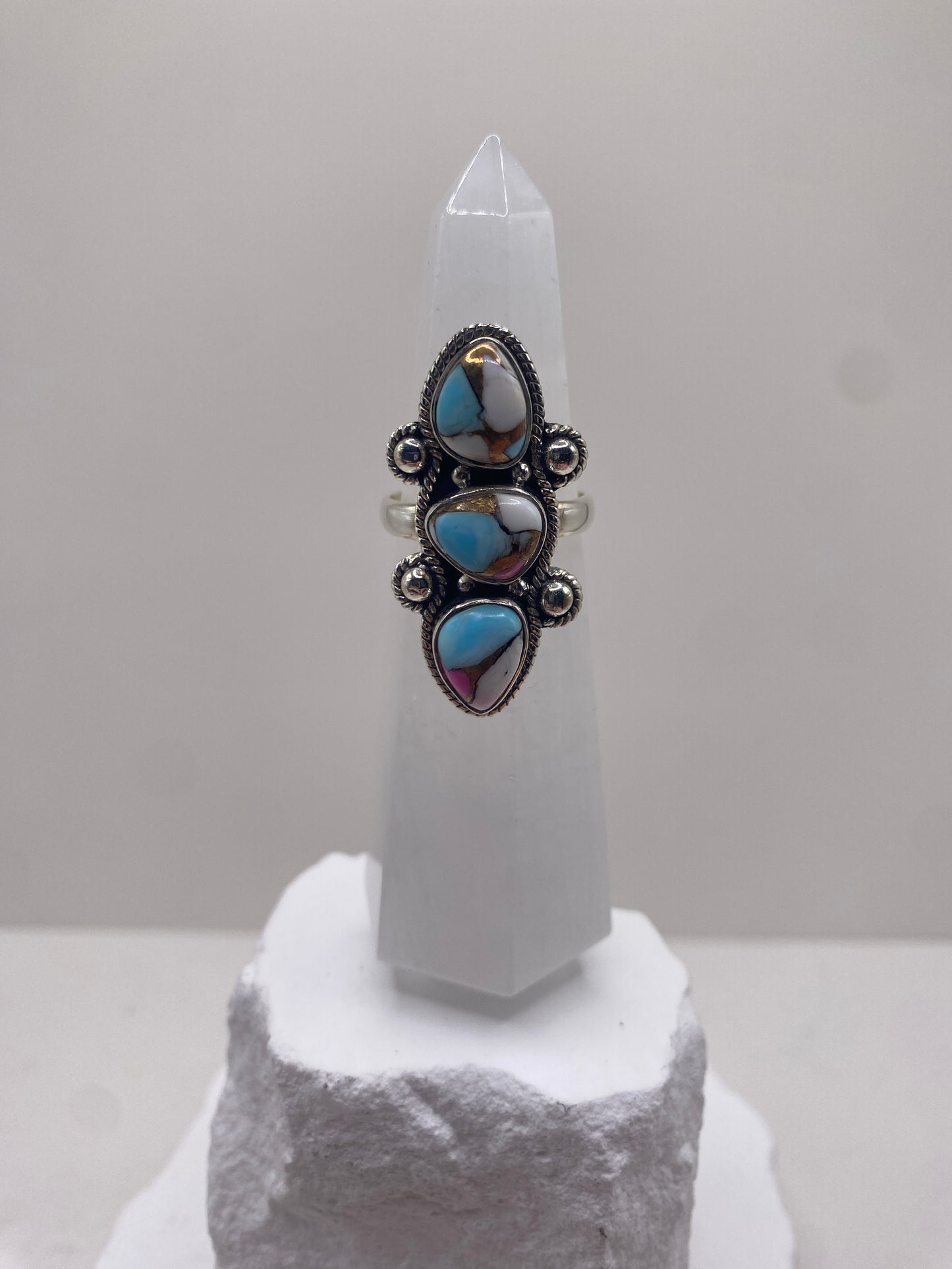 Size 7.5 cotton candy turquoise sterling silver