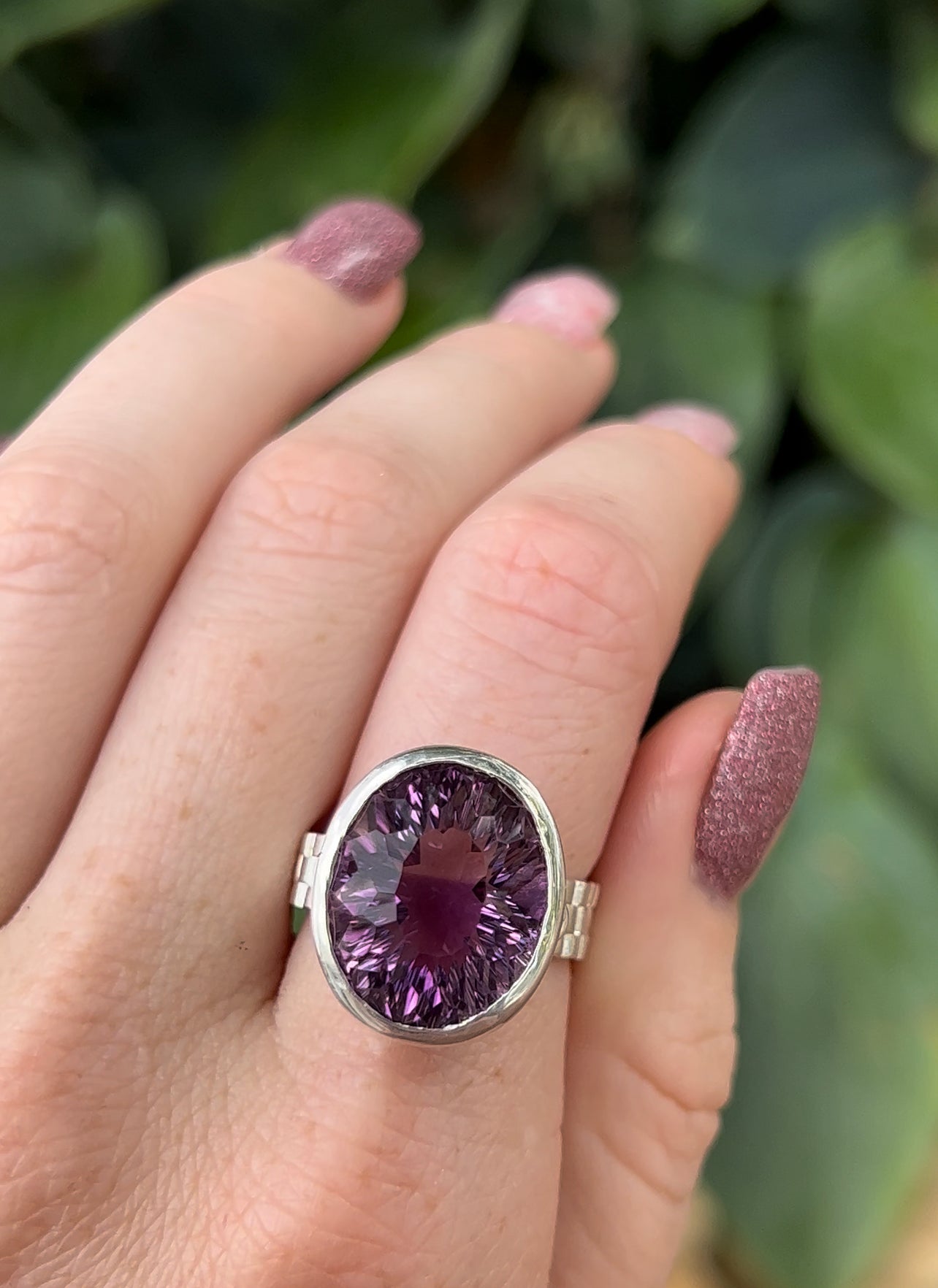 Size 9 Amethyst Ring Sterling Silver