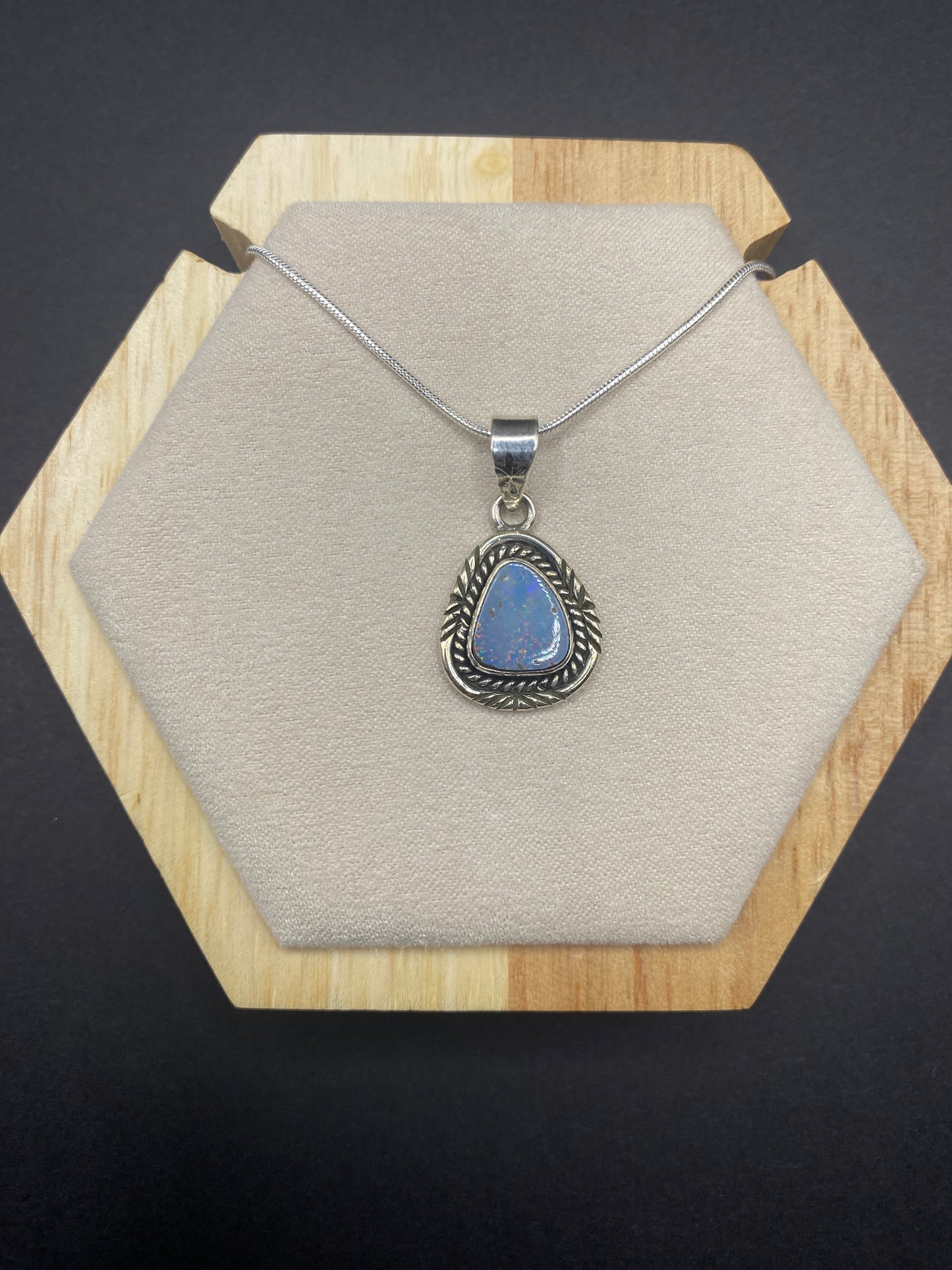 Boulder opal necklace Sterling Silver