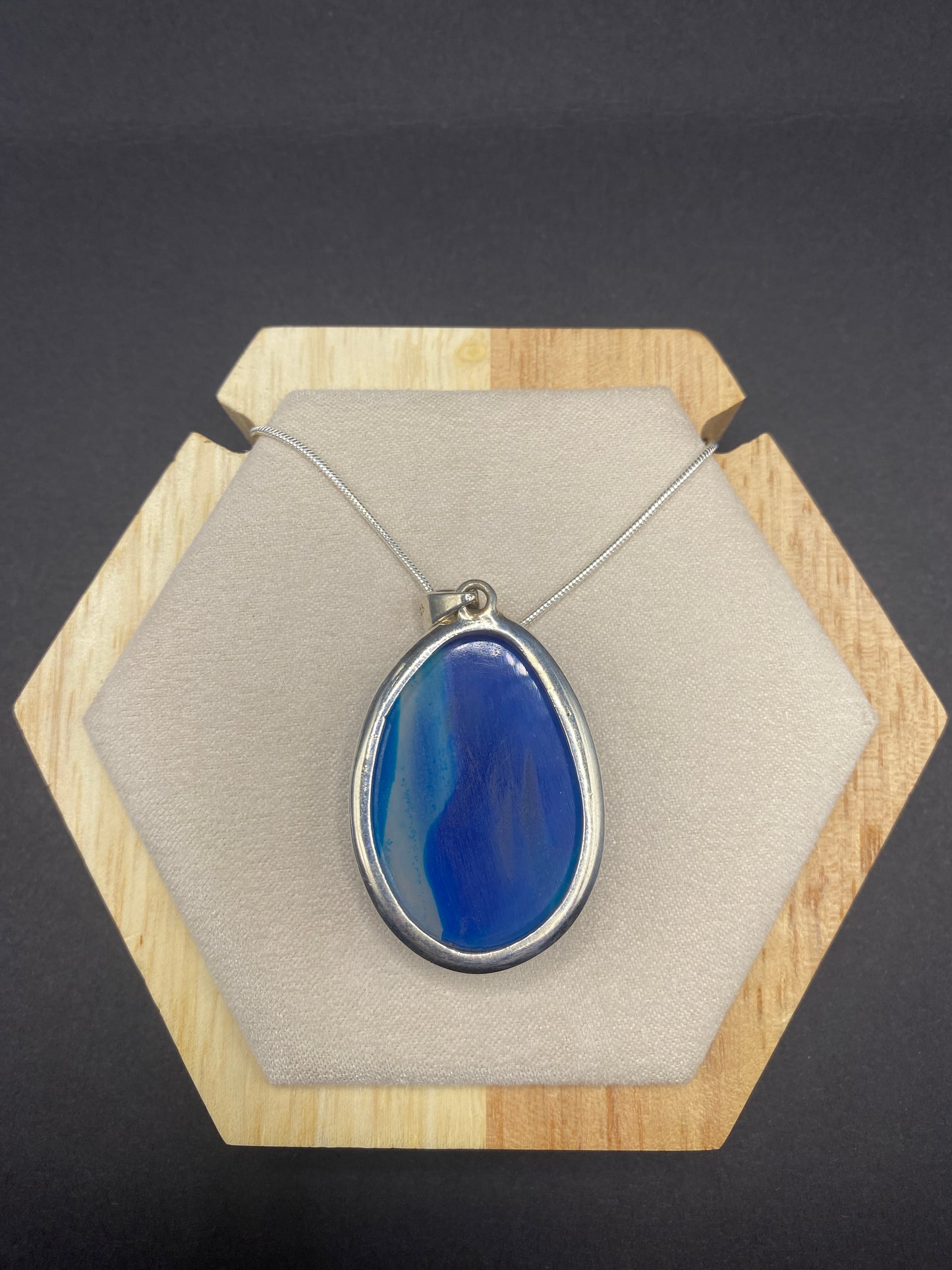 Aqua blue druzy necklace Sterling Silver