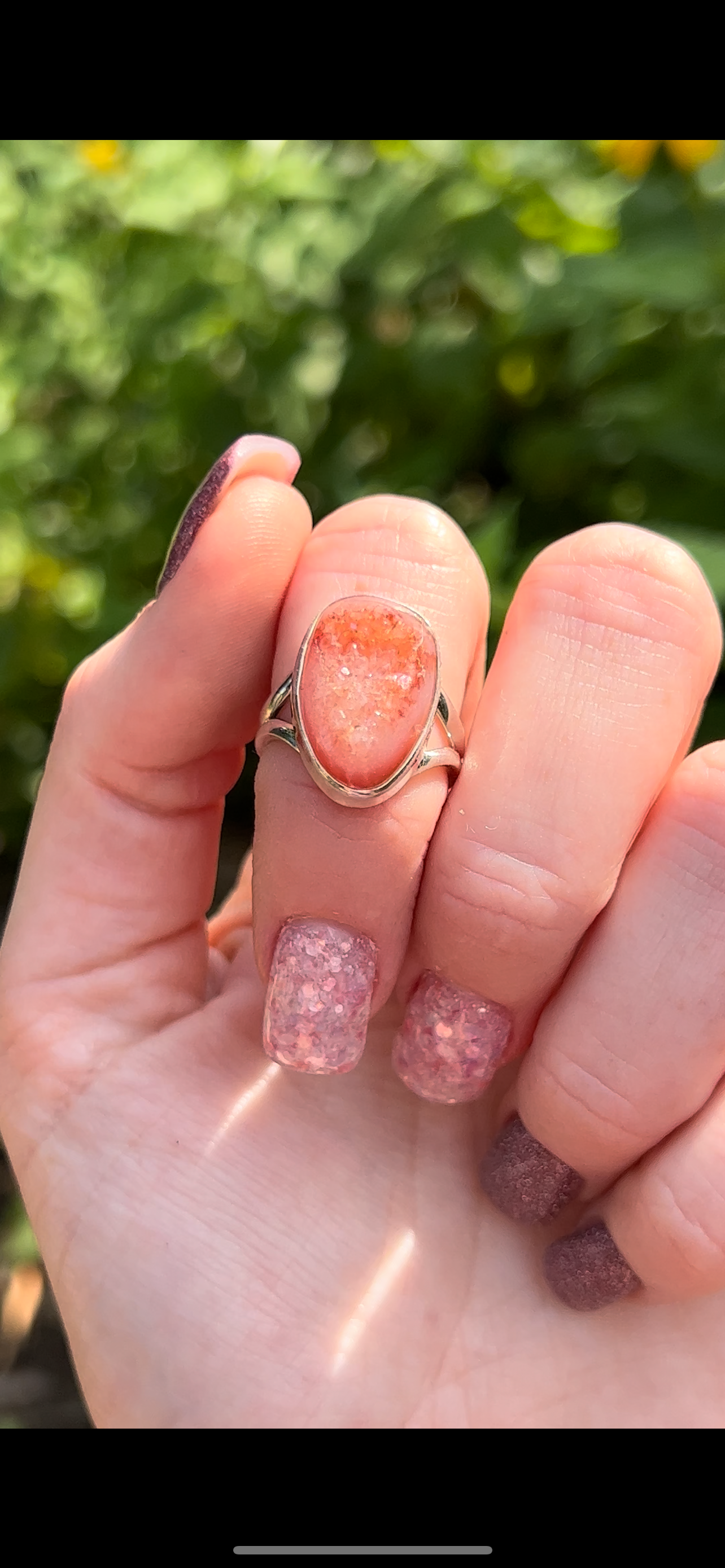 Size 6.25 Aura Druzy Agate Ring Sterling Silver