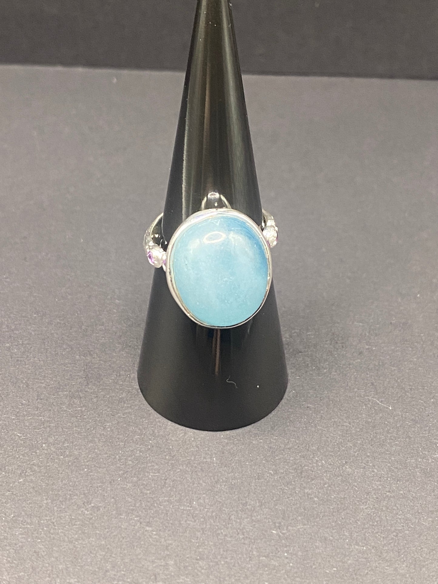 Size 7.75 aquamarine sterling silver