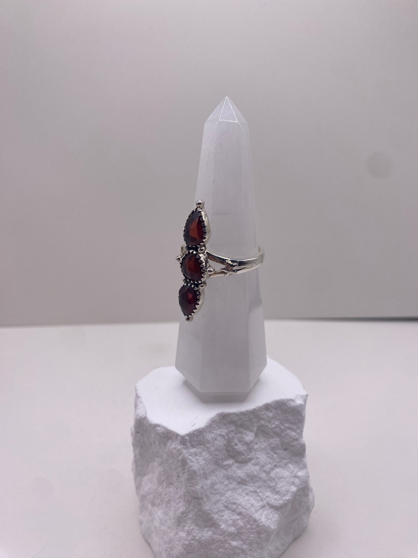 Size 10 garnet sterling silver