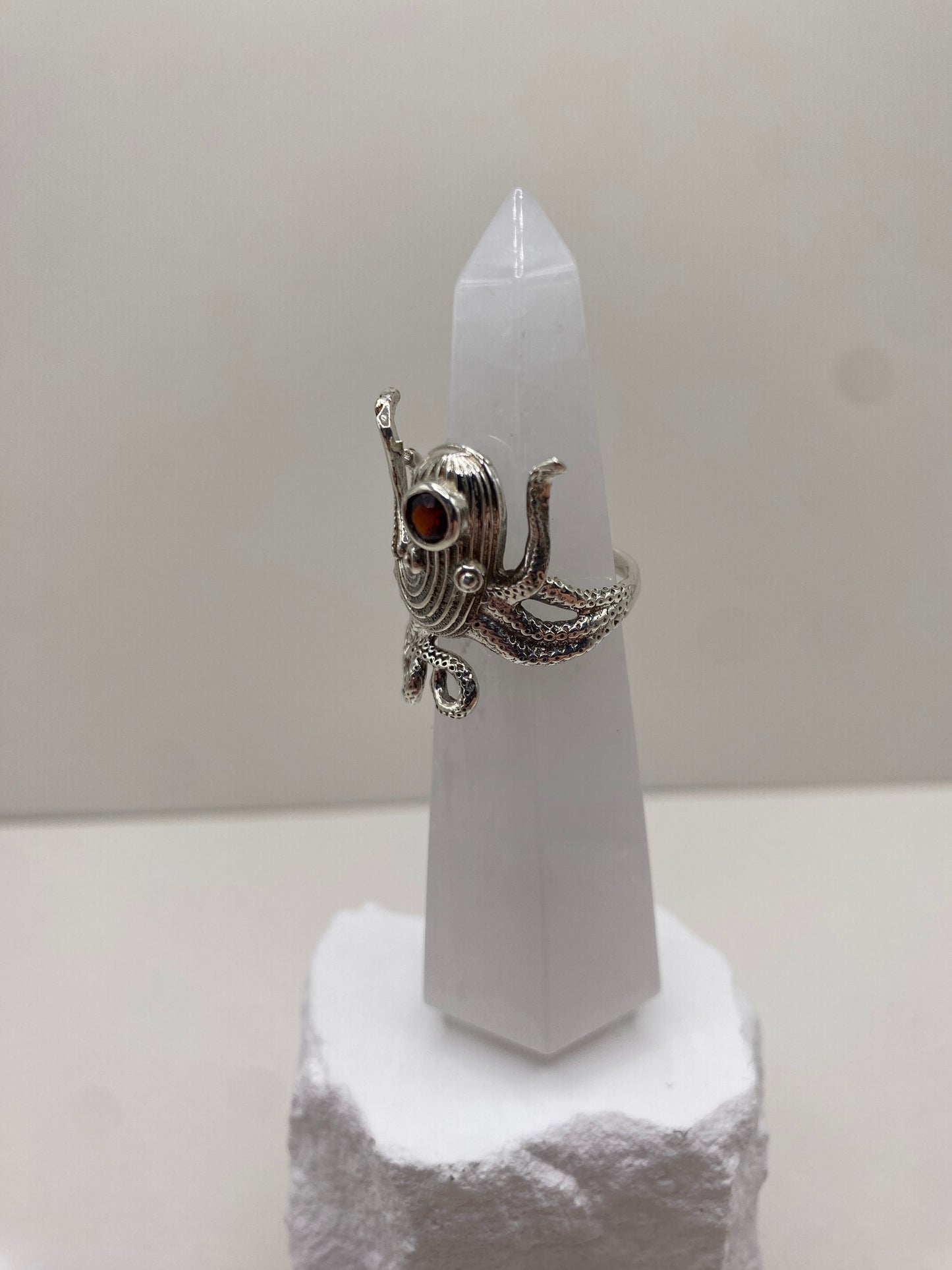 Size 7.75 garnet sterling silver