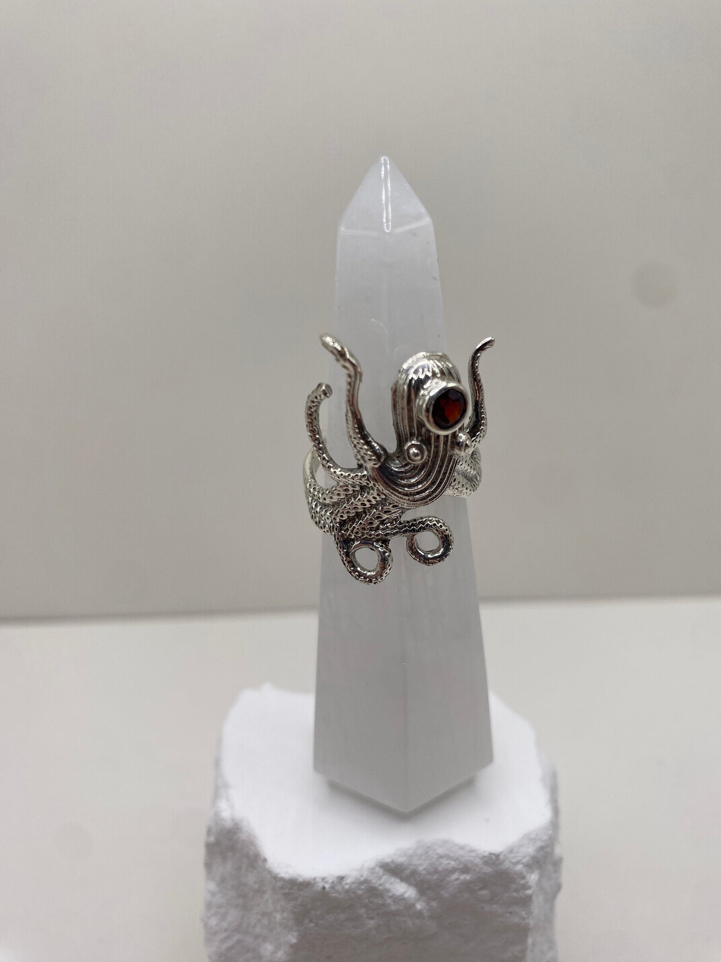 Size 7.75 garnet sterling silver