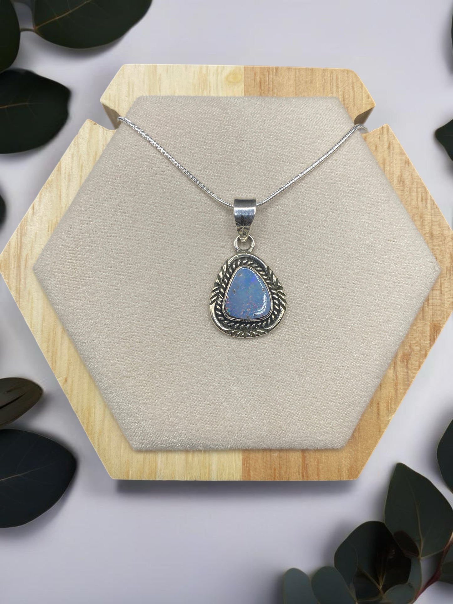 Boulder opal necklace Sterling Silver