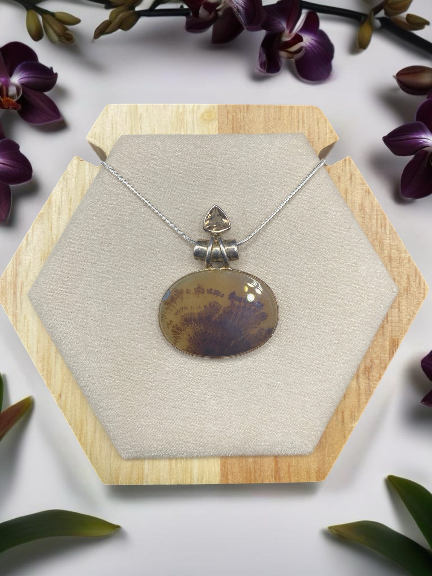 Dendridic agate necklace Sterling Silver