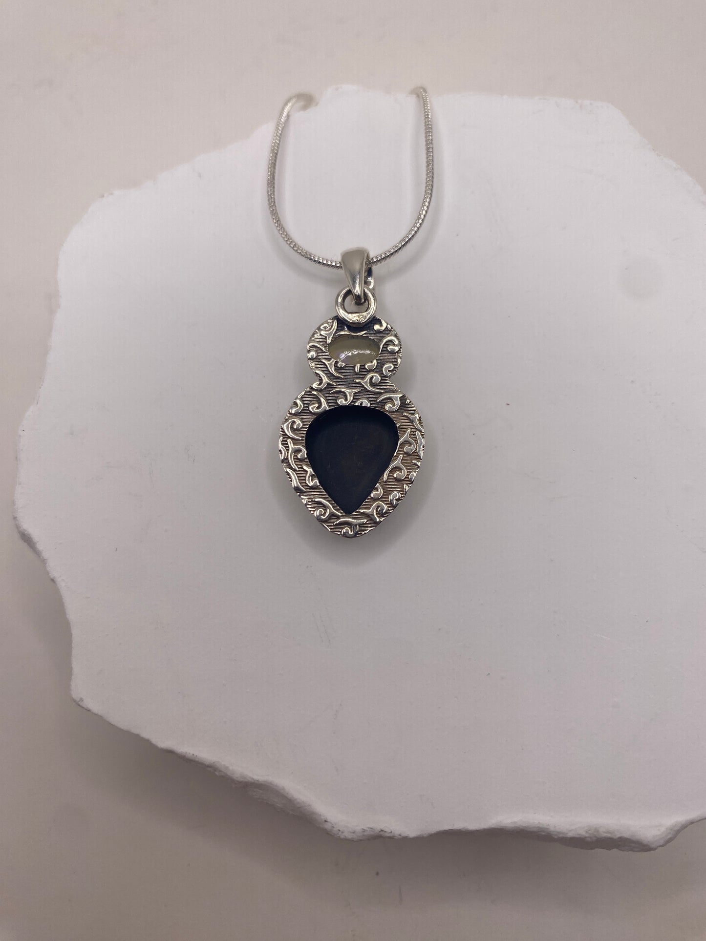 Onyx + Ethiopian fire opal Sterling Silver