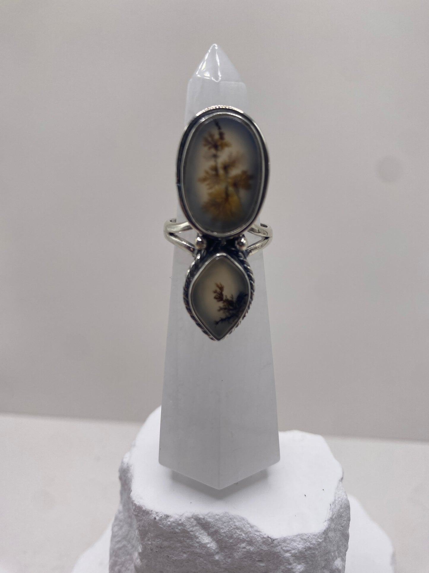 Size 7.25 dendritic agate sterling silver