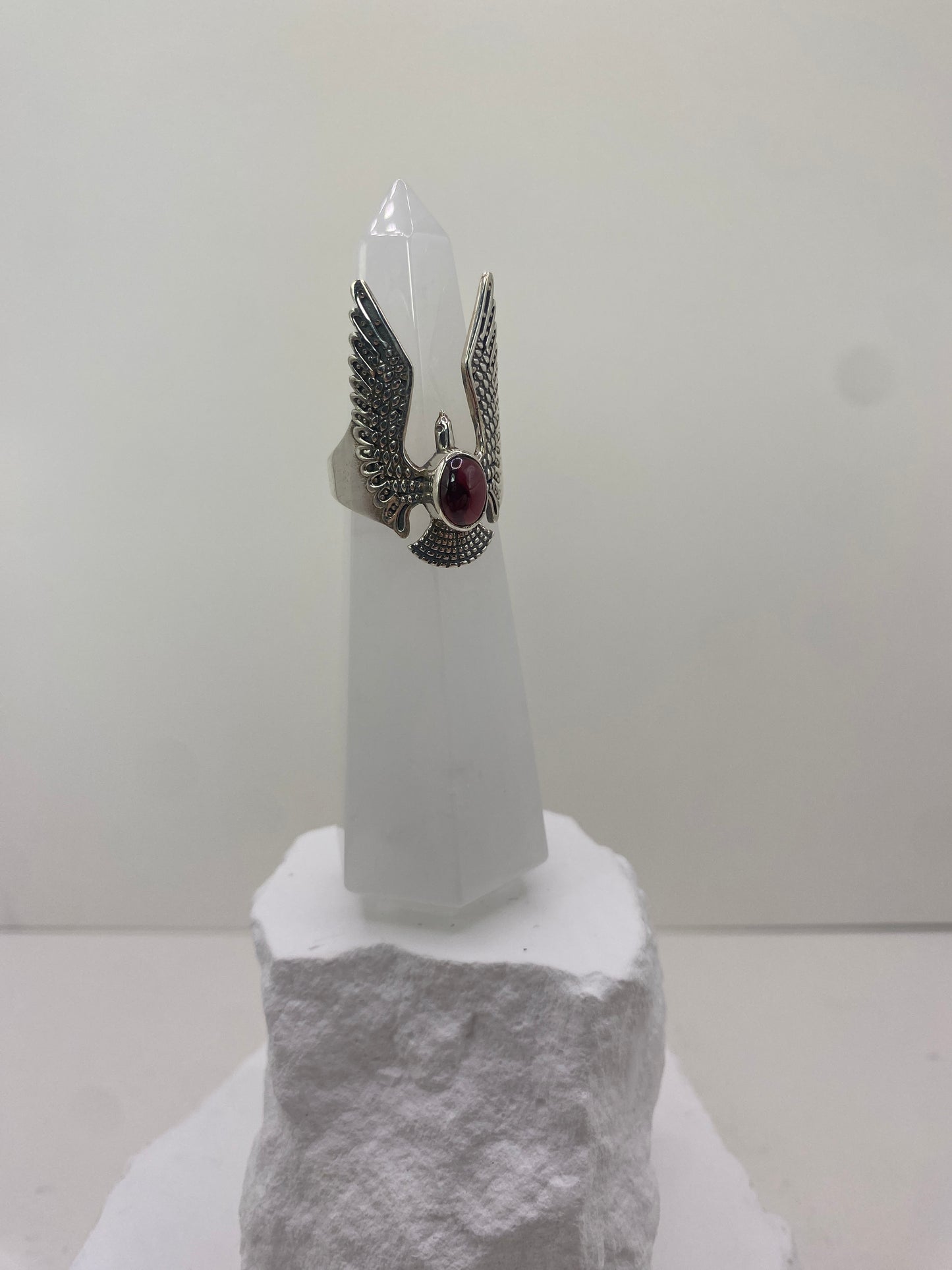 Size 7 garnet sterling silver