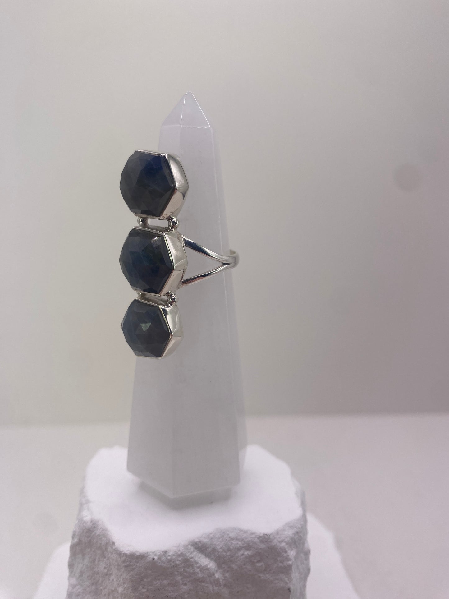 Size 7 blue sapphire sterling silver