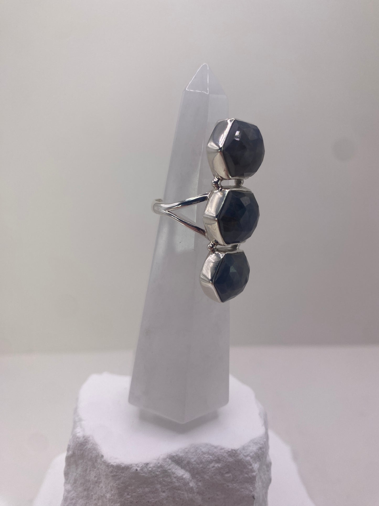 Size 7 blue sapphire sterling silver