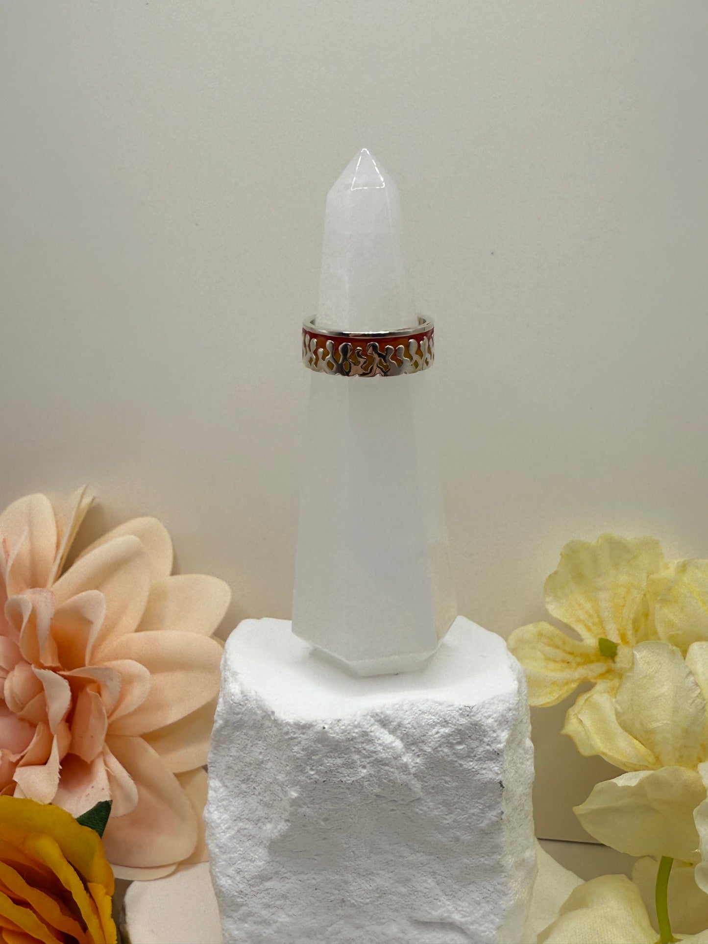 Size 6.5 flames sterling silver