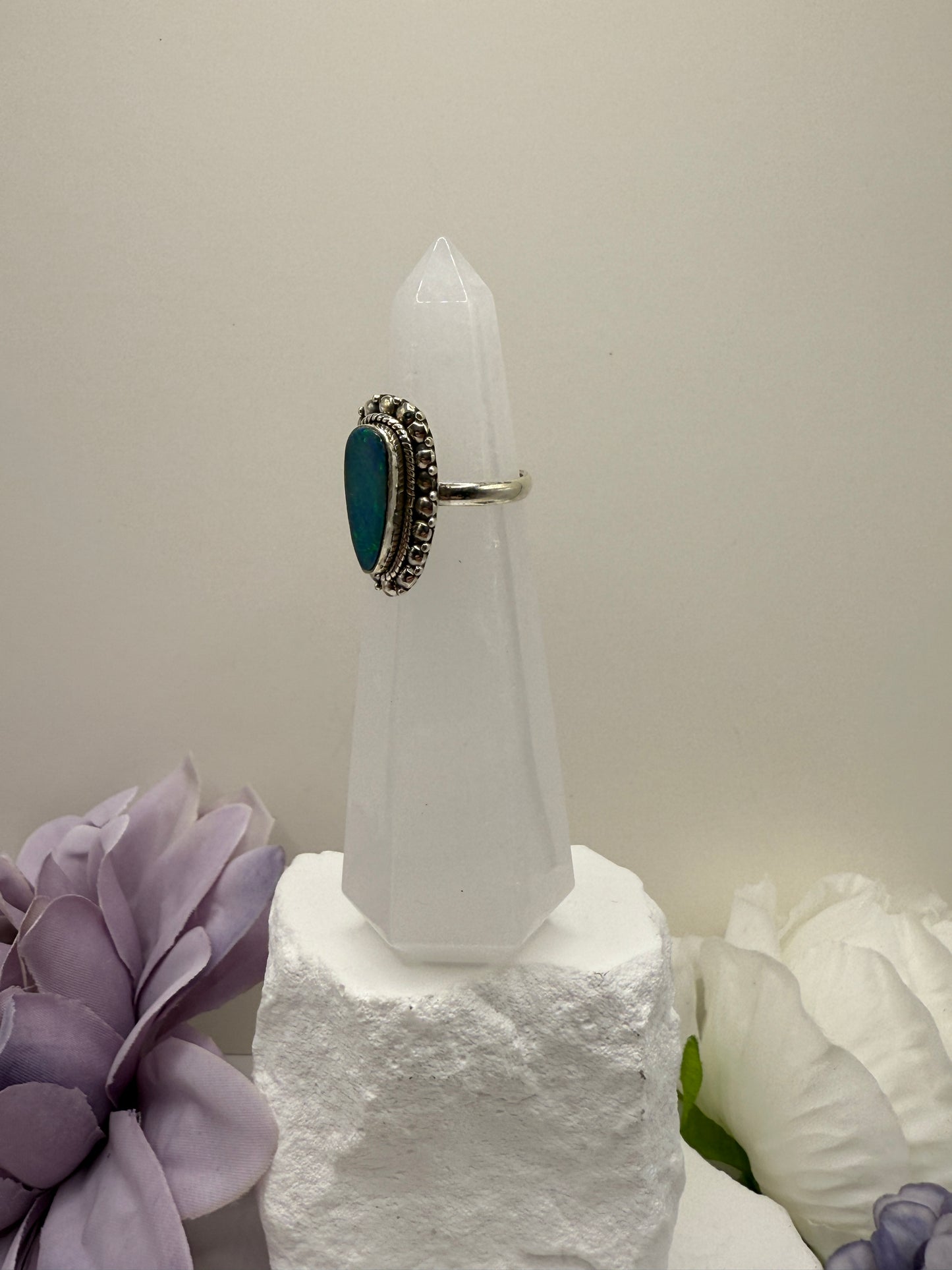 Size 5.75 boulder opal sterling silver