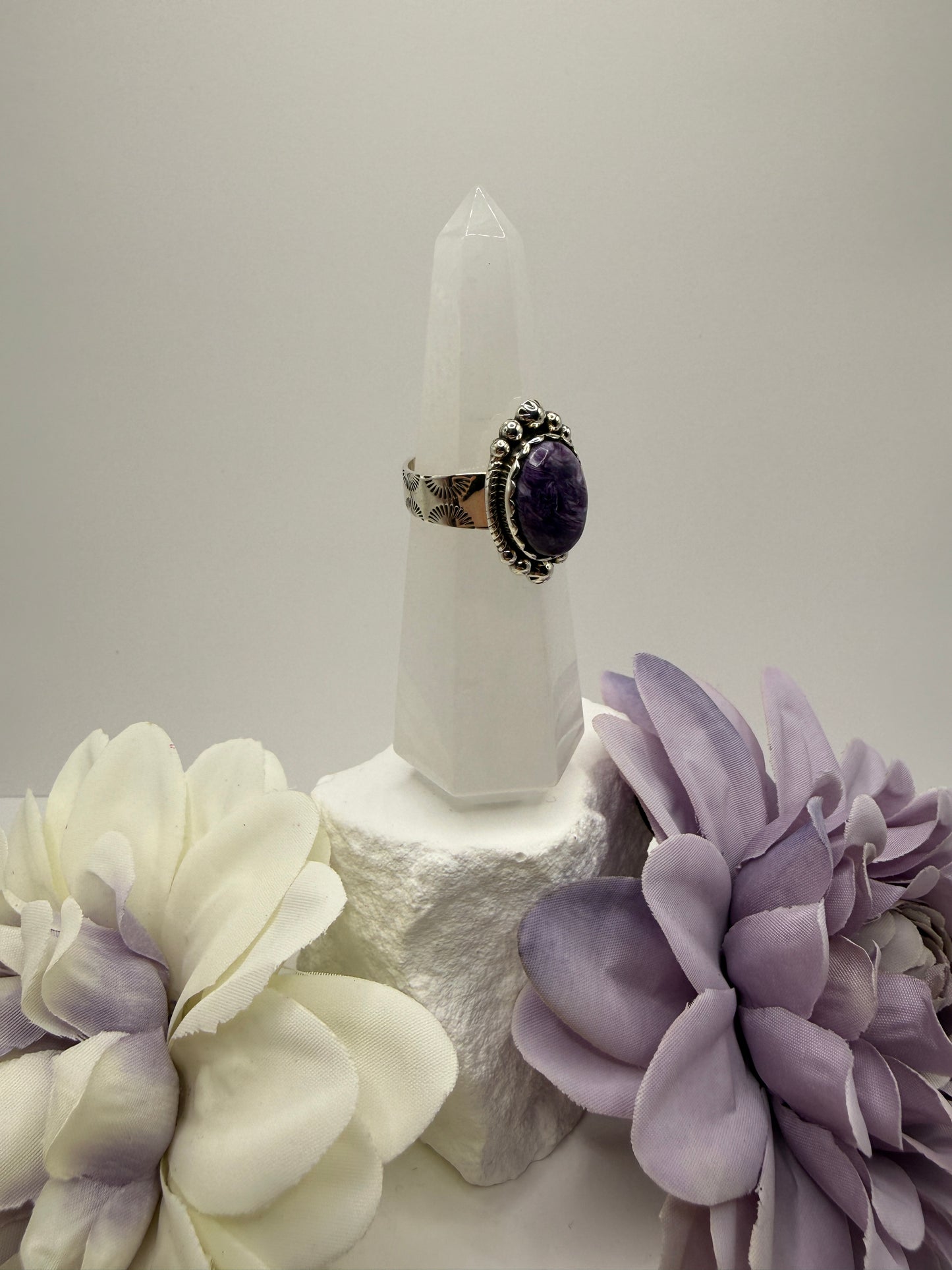 Charoite size 9 sterling silver