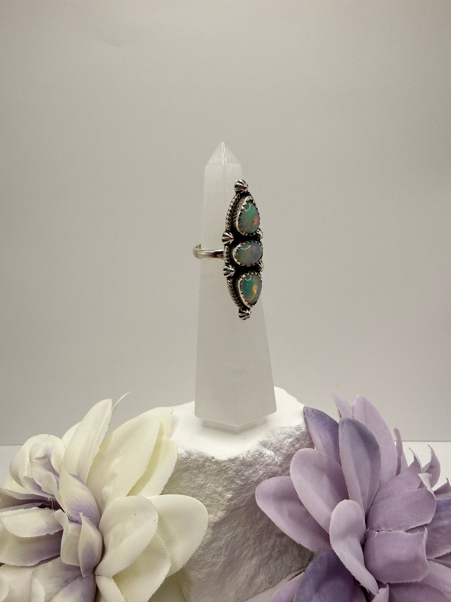 Ethiopian fire opal size 6.5 sterling silver