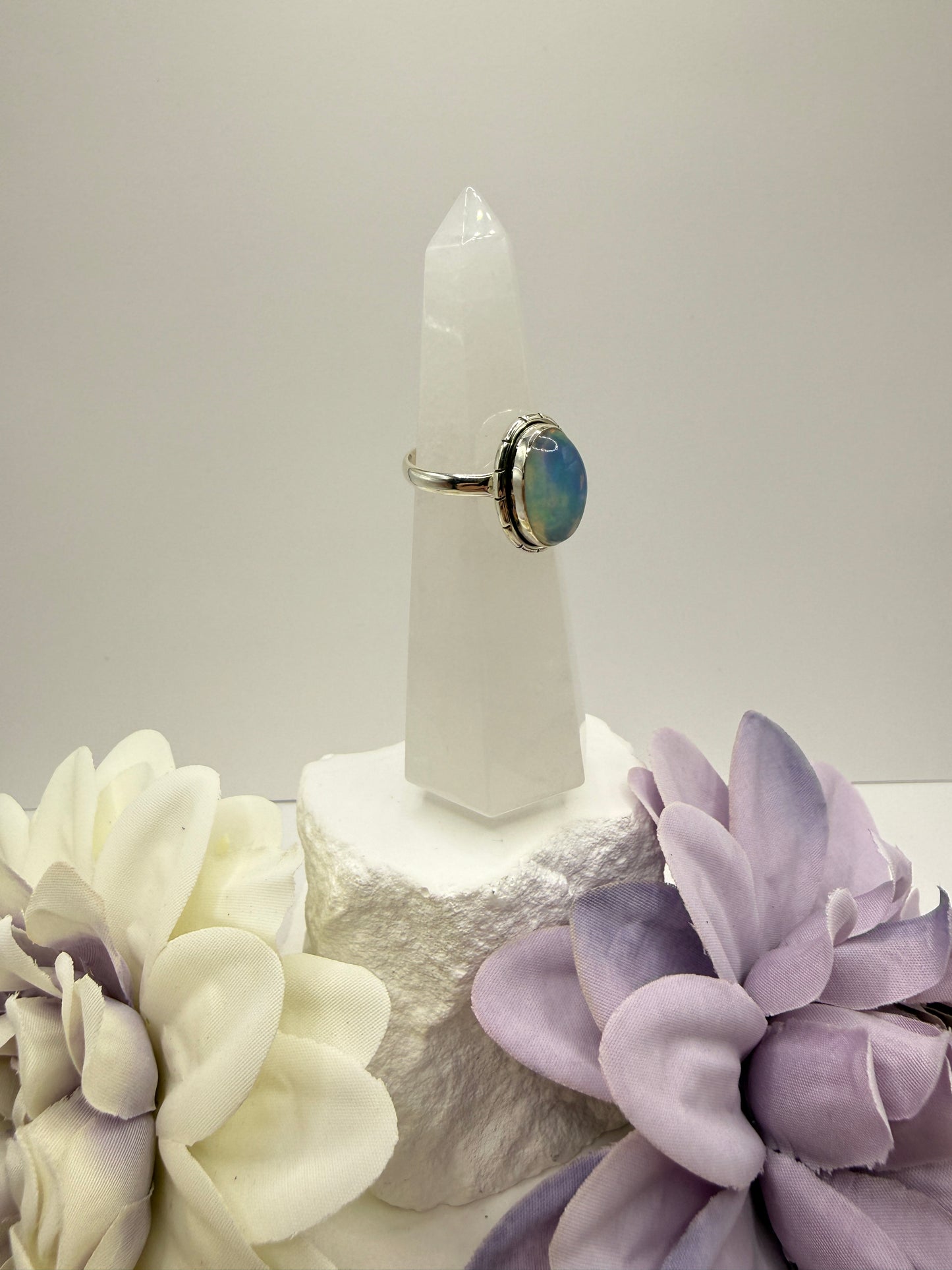 Ethiopian fire opal size 8 sterling silver