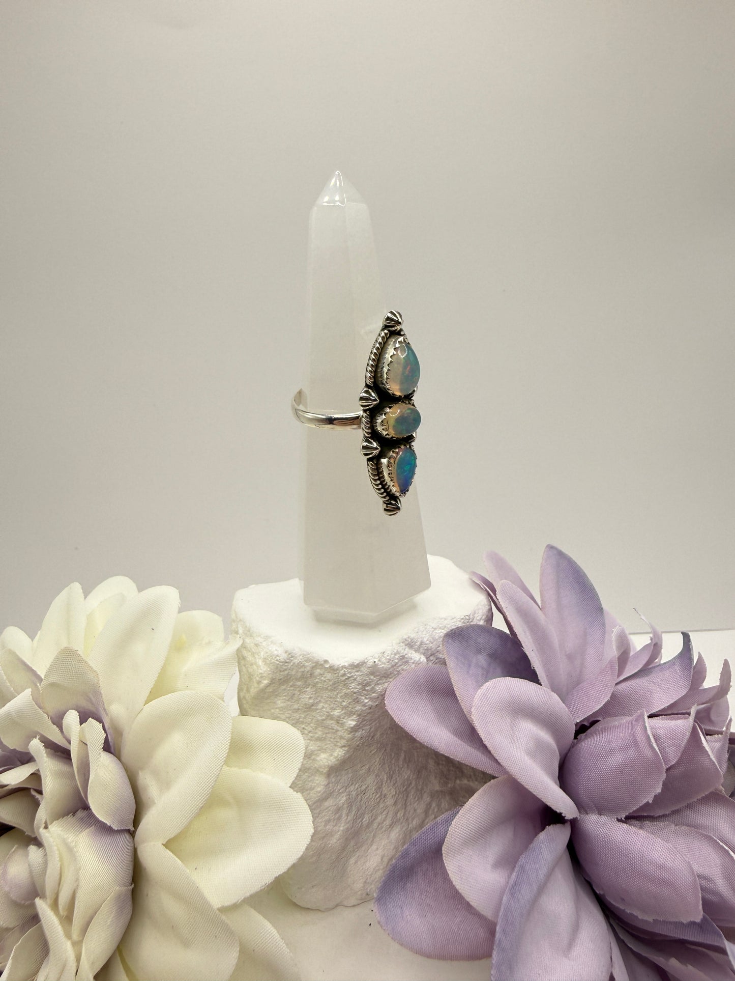 Ethiopian fire opal size 10 sterling silver