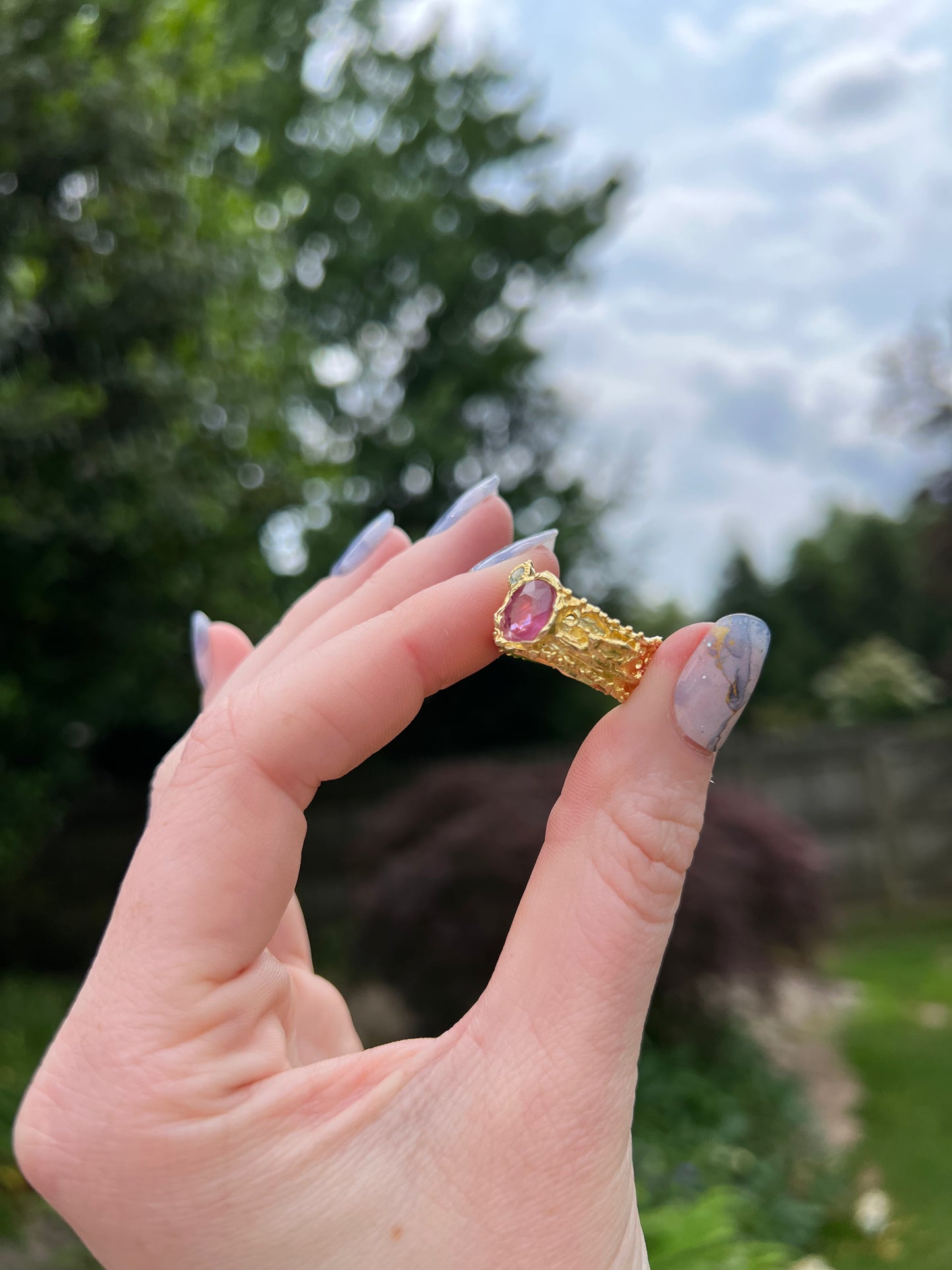 Size 6.75 Gem Ruby Ring 14k gold over Sterling Silver