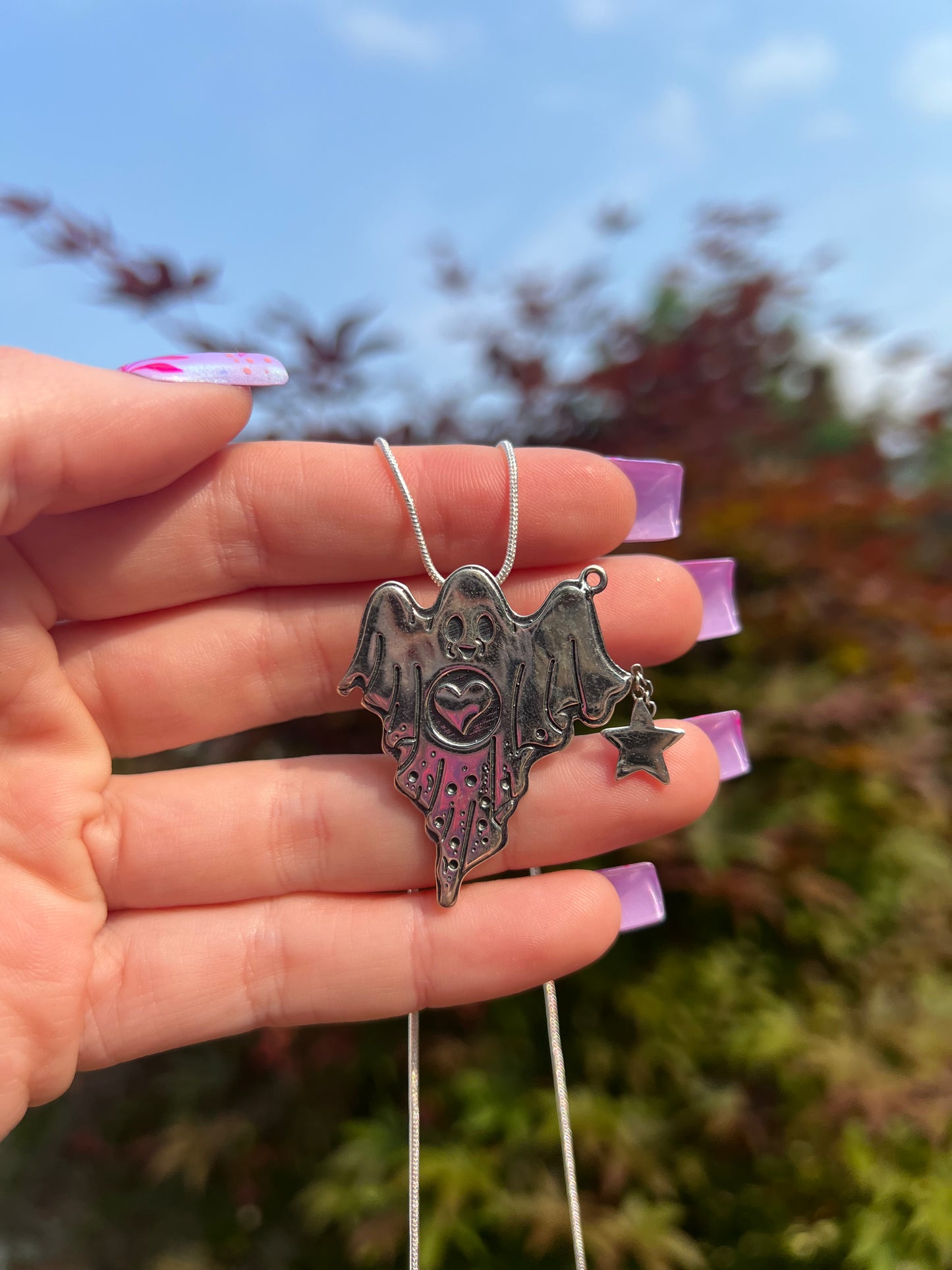 Friendly Ghost Necklace Sterling Silver
