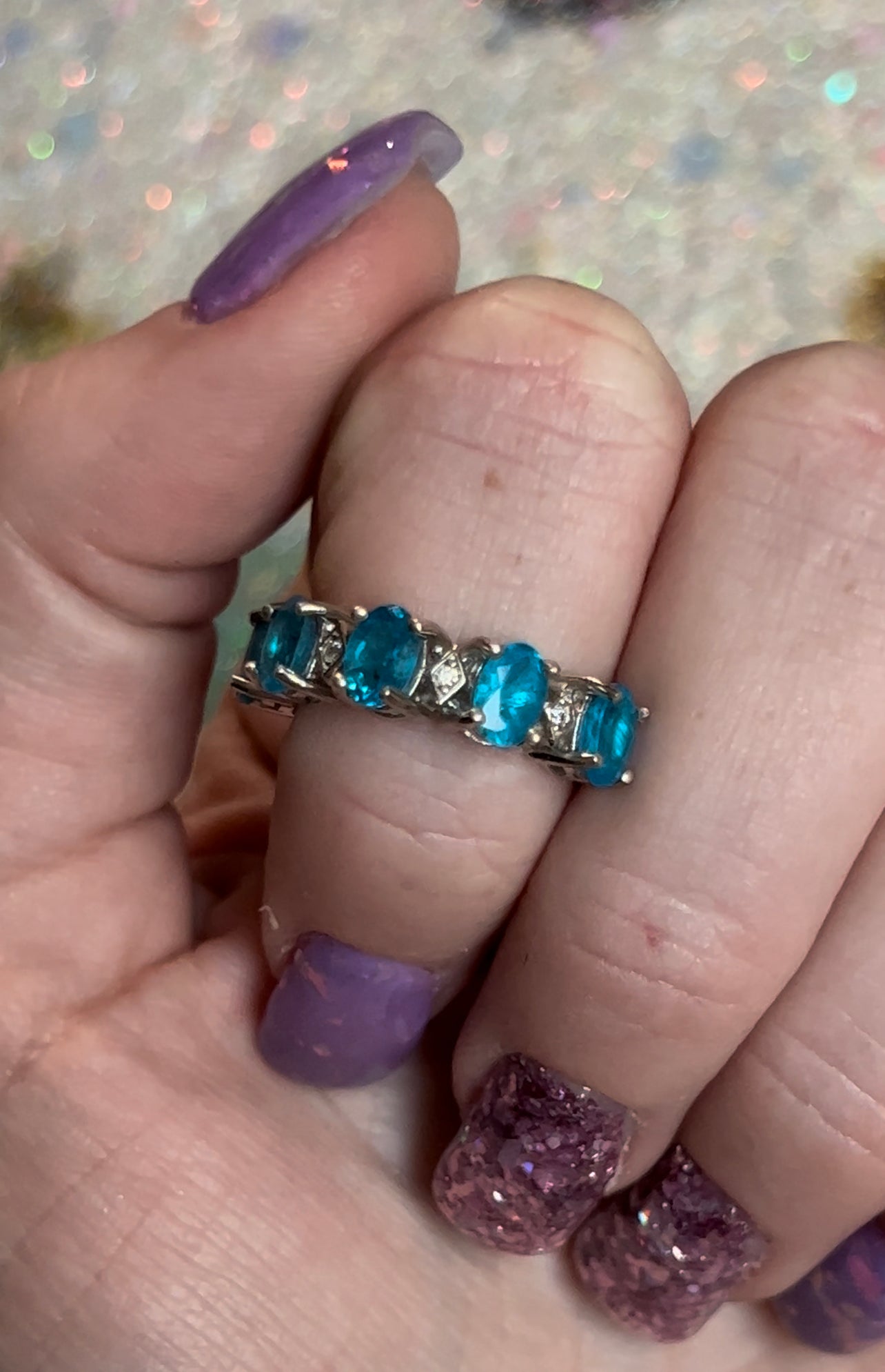 Size 6 Neon Blue Apatite Ring Sterling Silver