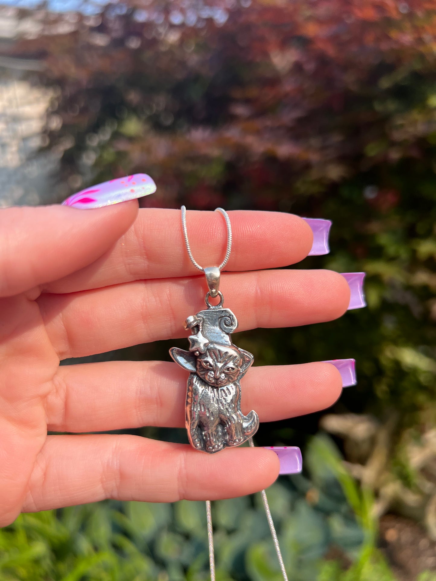 Kitty Witch Necklace Sterling Silver