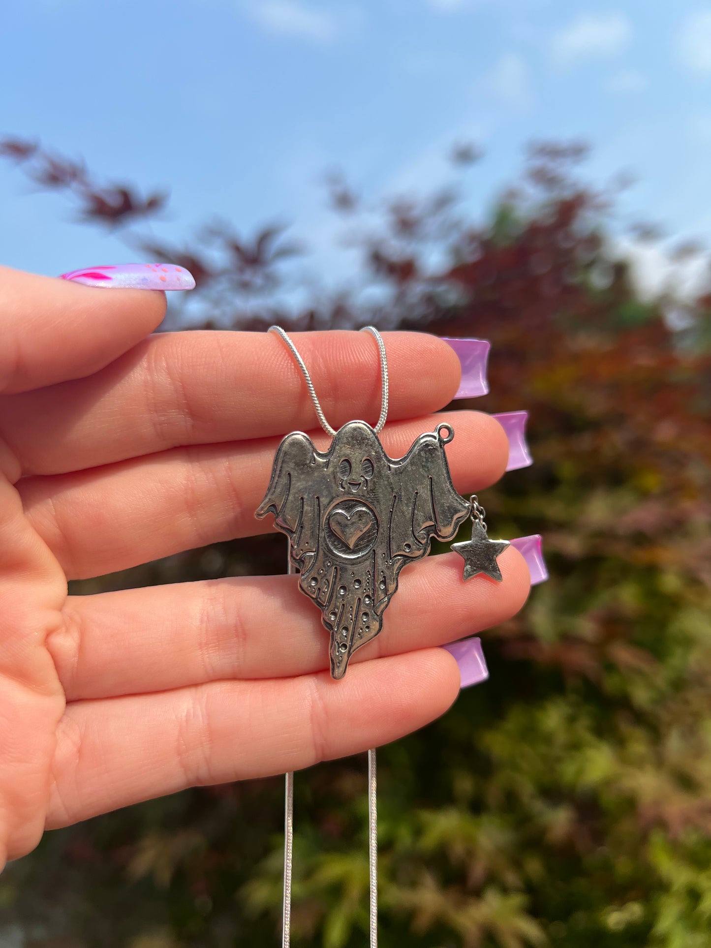 Friendly Ghost Necklace Sterling Silver