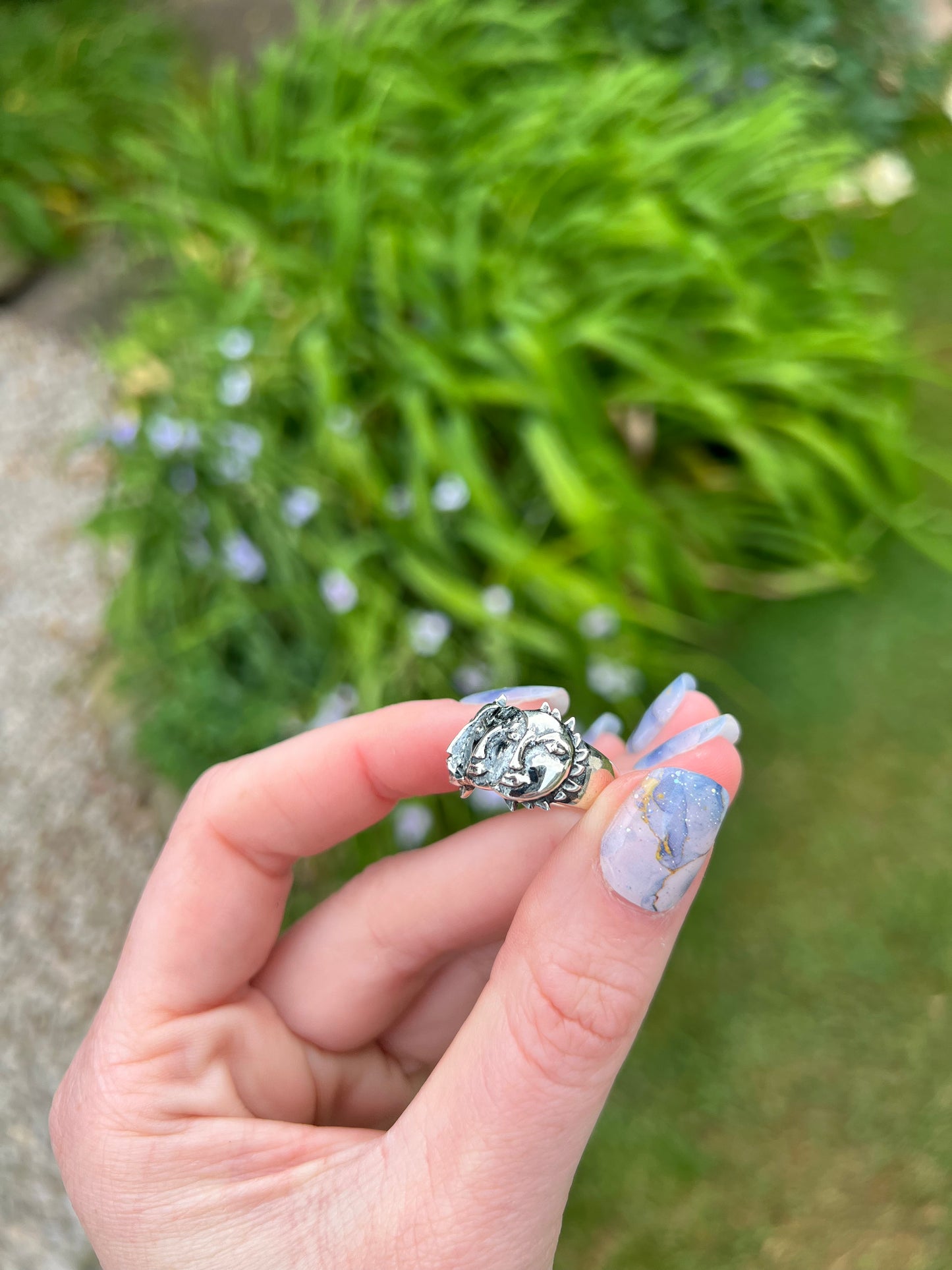 Size 6.5 Sun and Moon Ring Sterling Silver