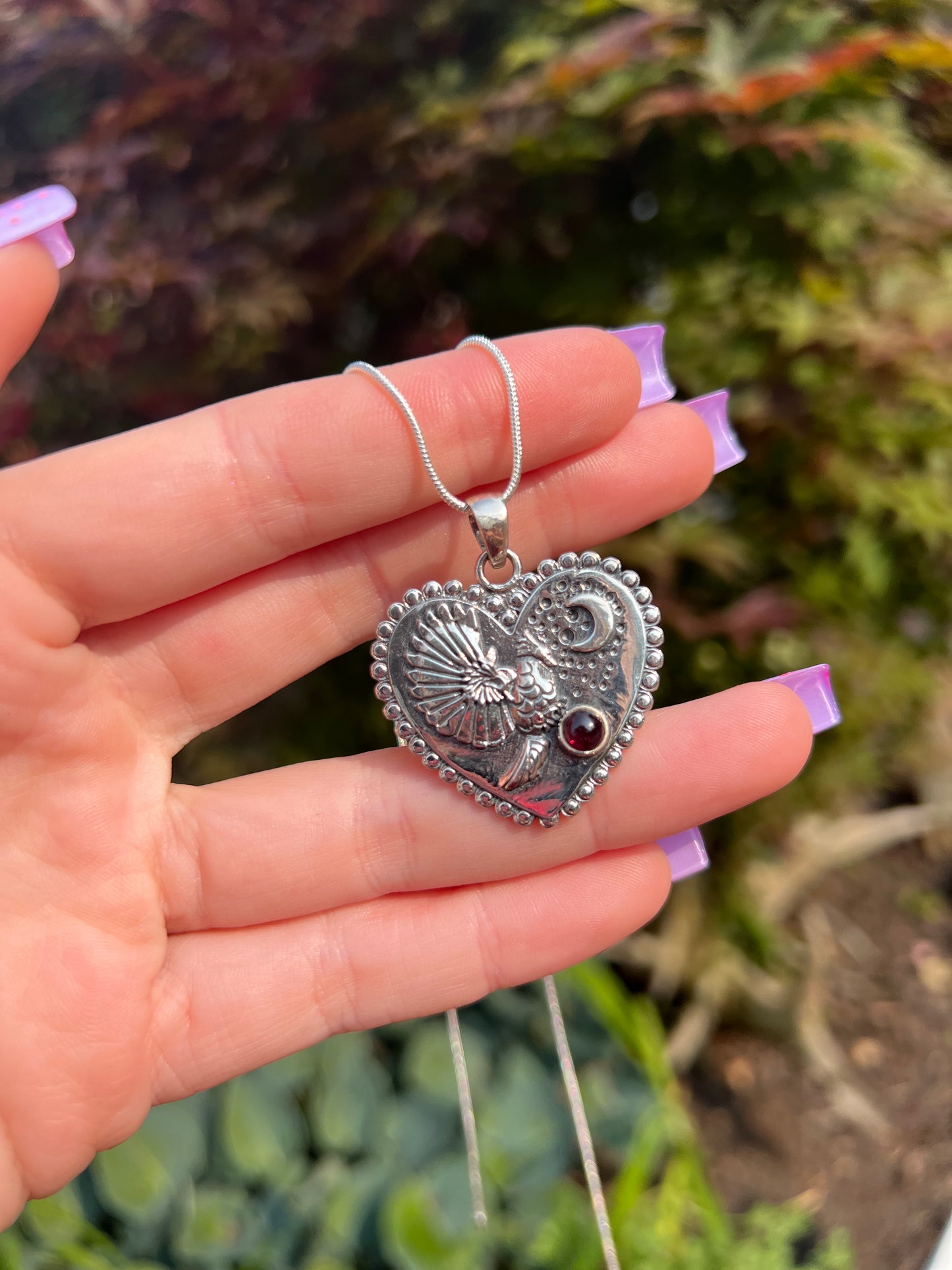 Garnet Cardinal Necklace Sterling Silver