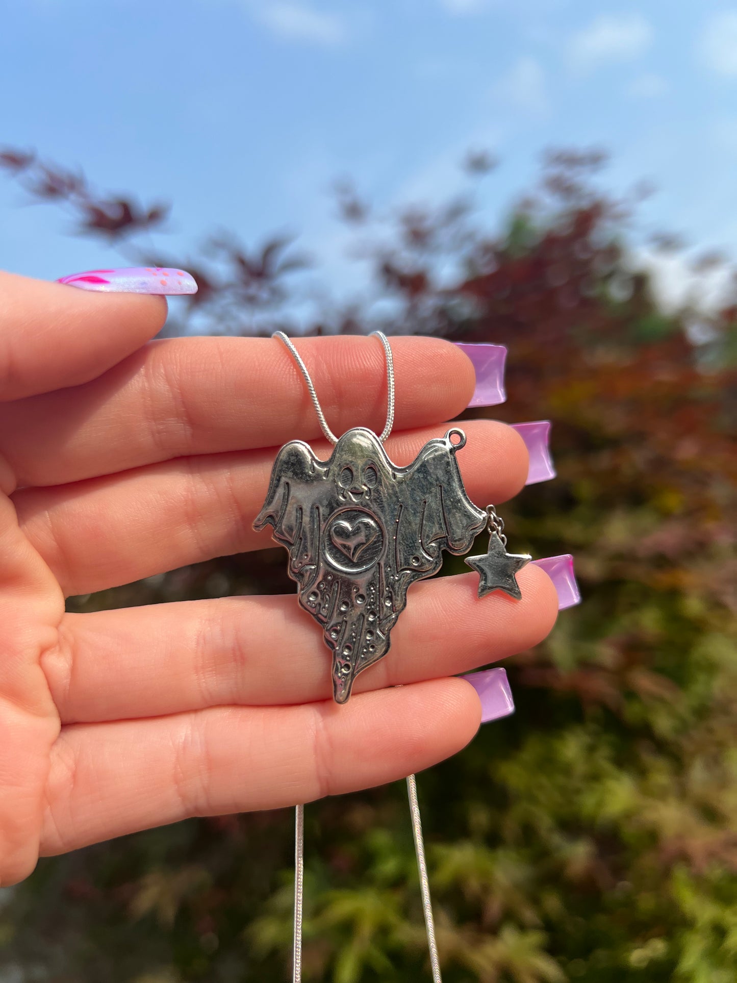 Friendly Ghost Necklace Sterling Silver