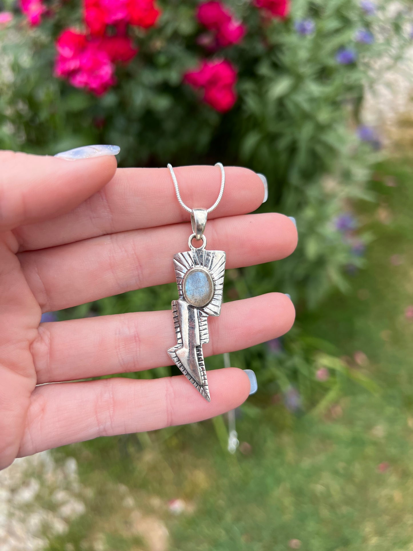 Labradorite Necklace Sterling Silver