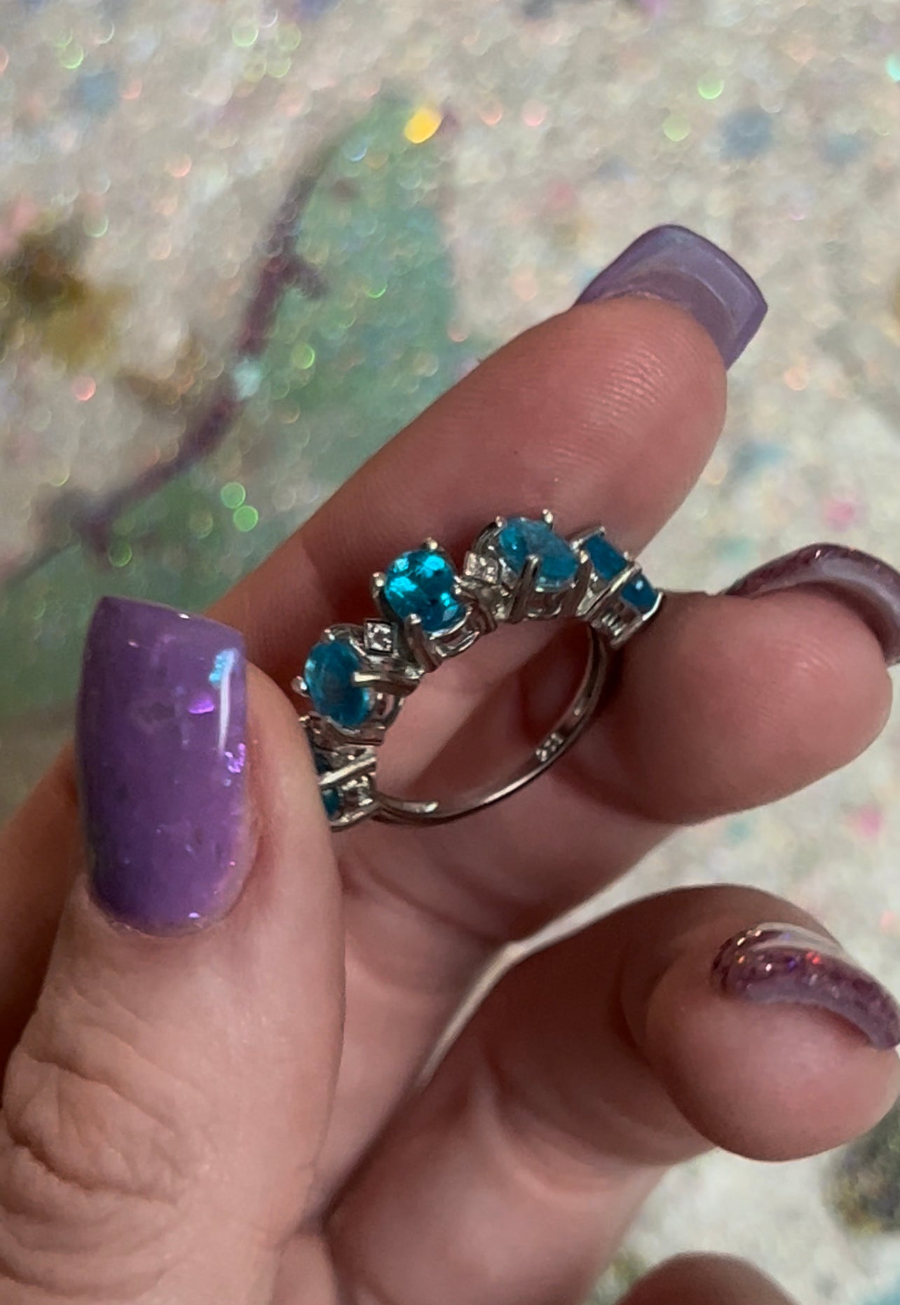 Size 6 Neon Blue Apatite Ring Sterling Silver