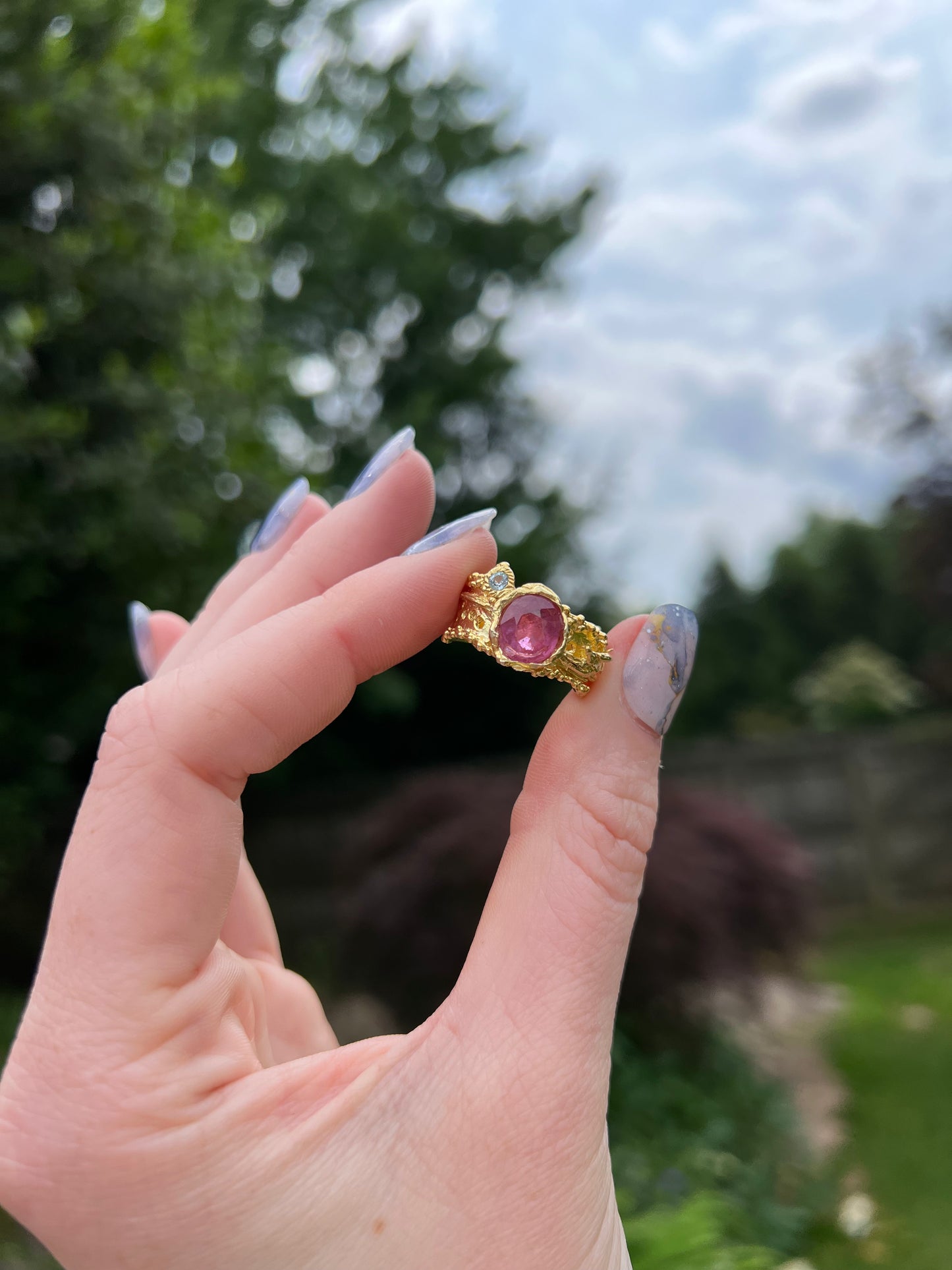 Size 6.75 Gem Ruby Ring 14k gold over Sterling Silver