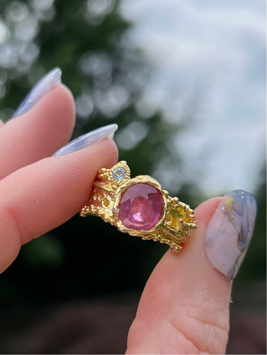 Size 6.75 Gem Ruby Ring 14k gold over Sterling Silver