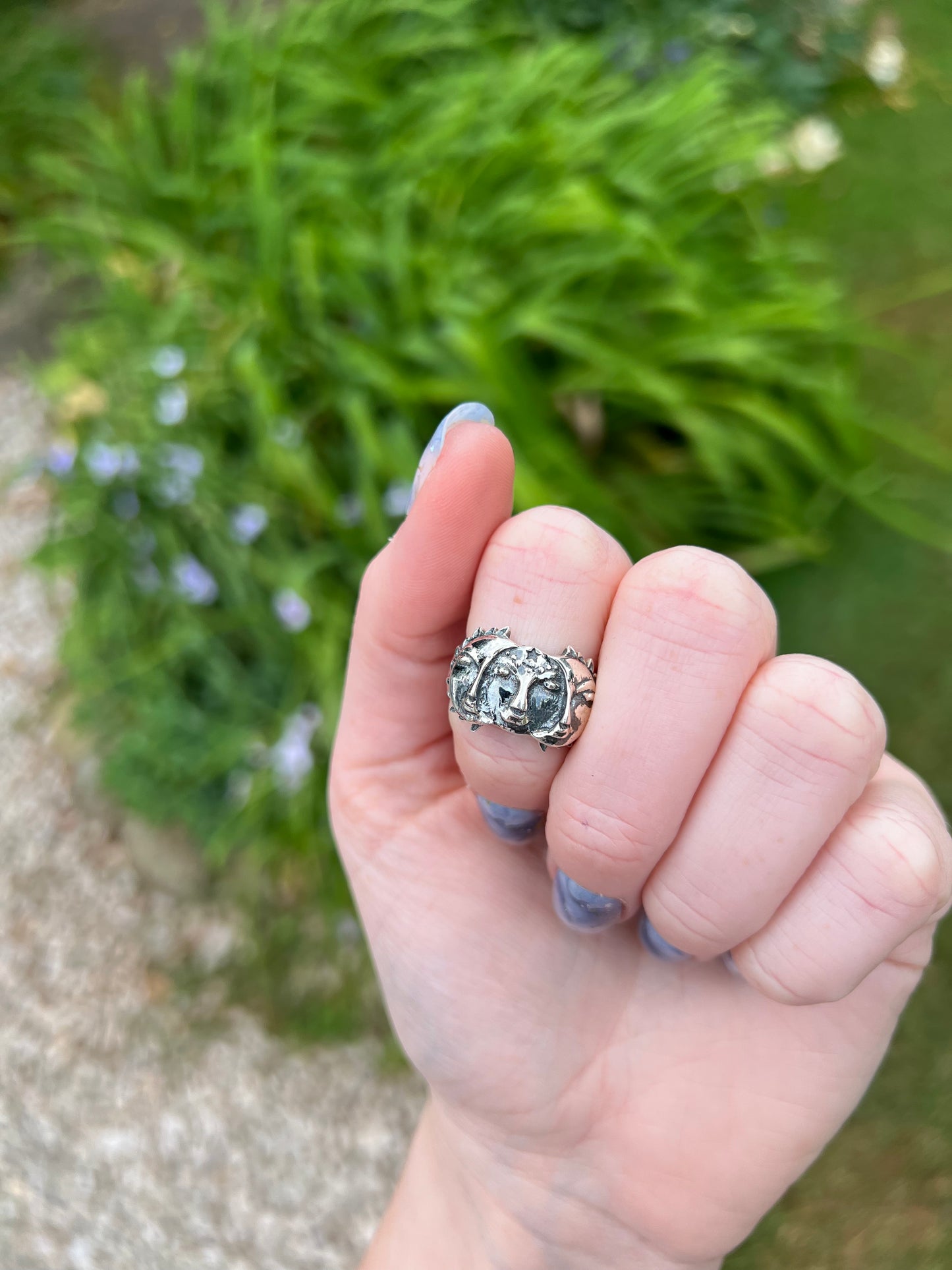 Size 6.5 Sun and Moon Ring Sterling Silver