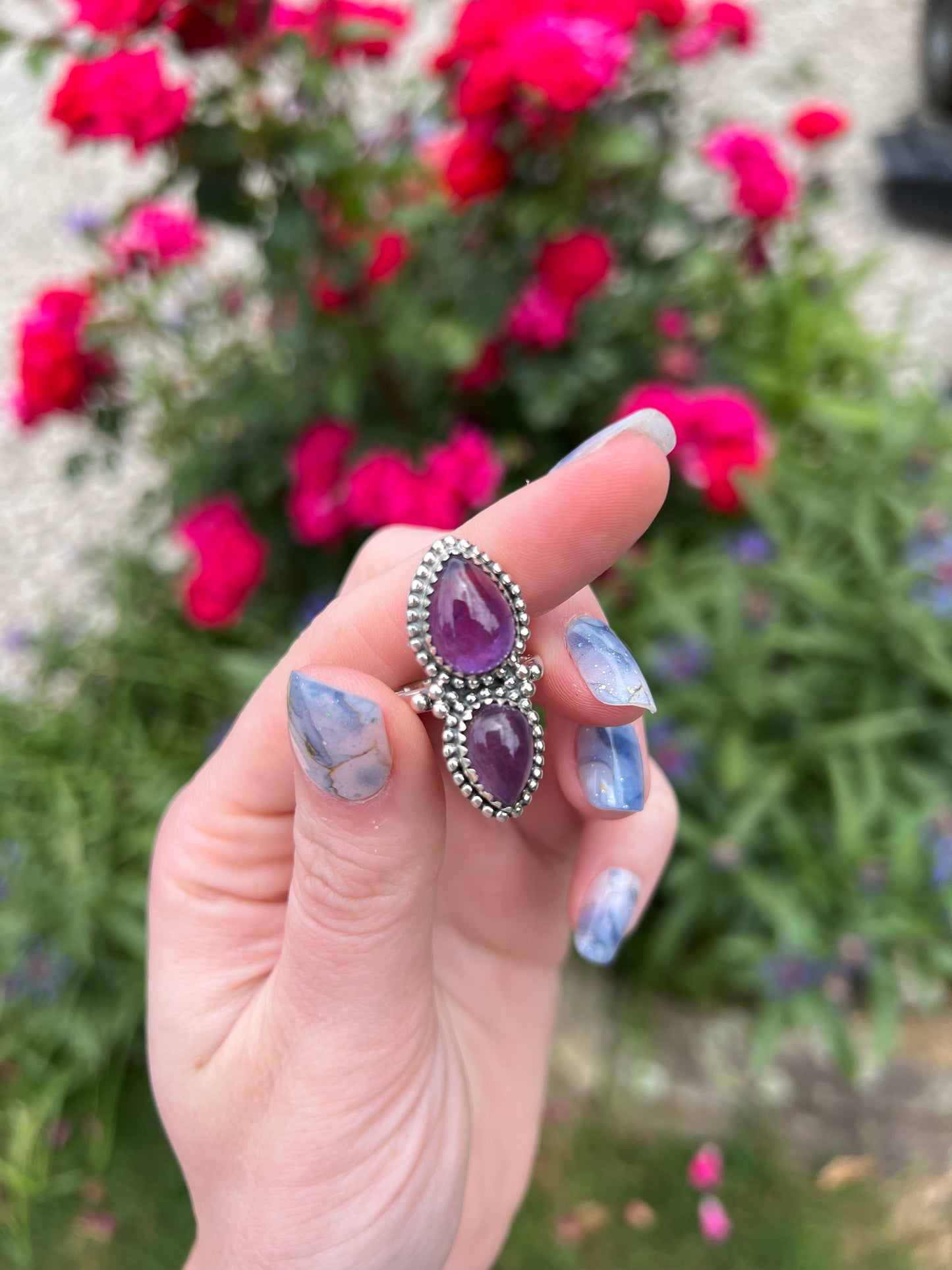 Size 8 Amethyst Ring Sterling Silver