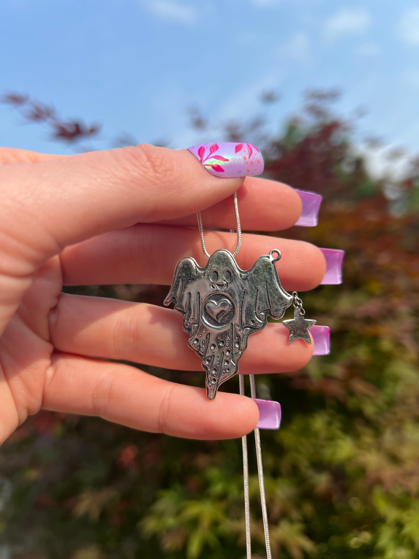 Friendly Ghost Necklace Sterling Silver