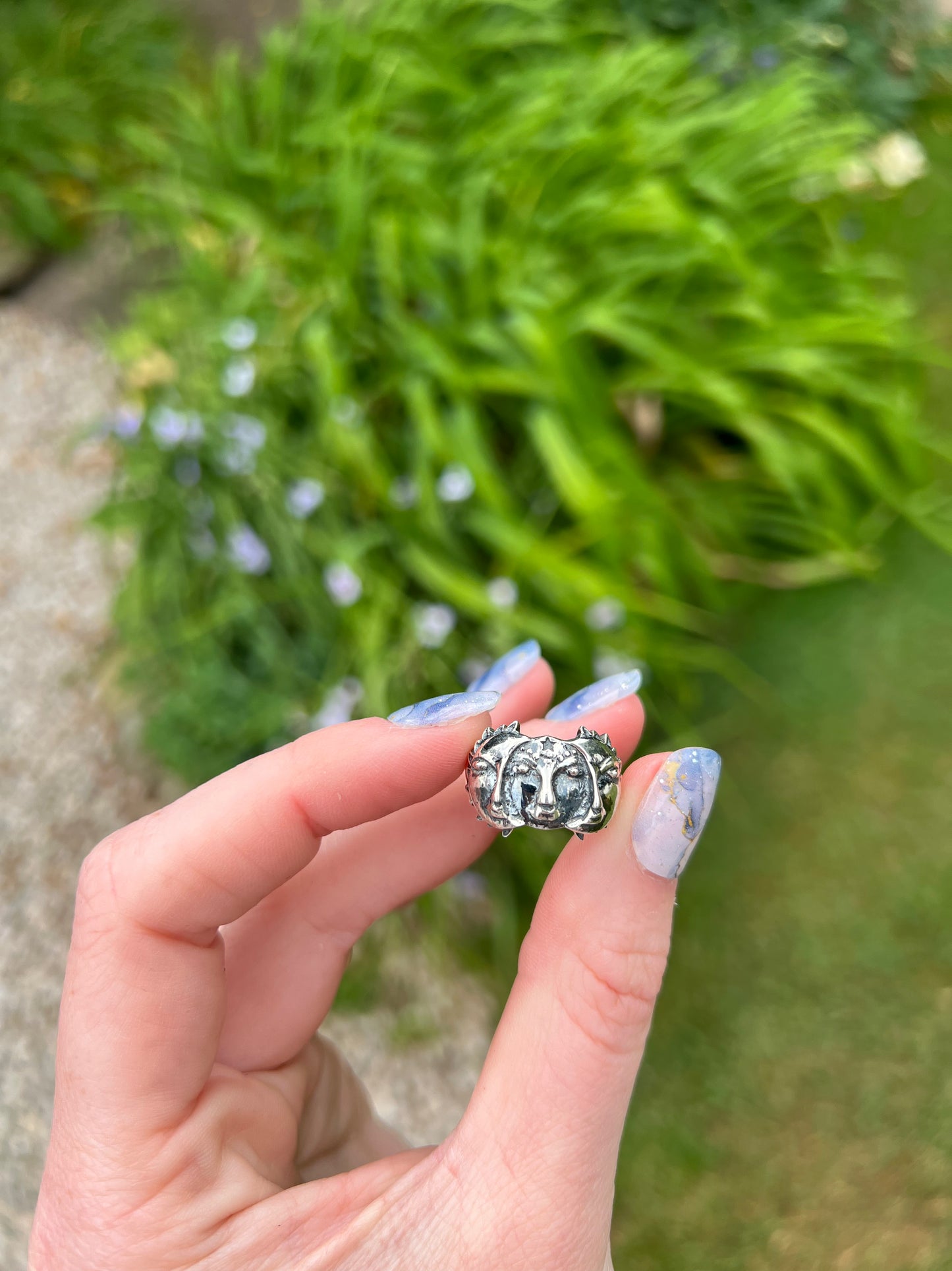 Size 6.5 Sun and Moon Ring Sterling Silver