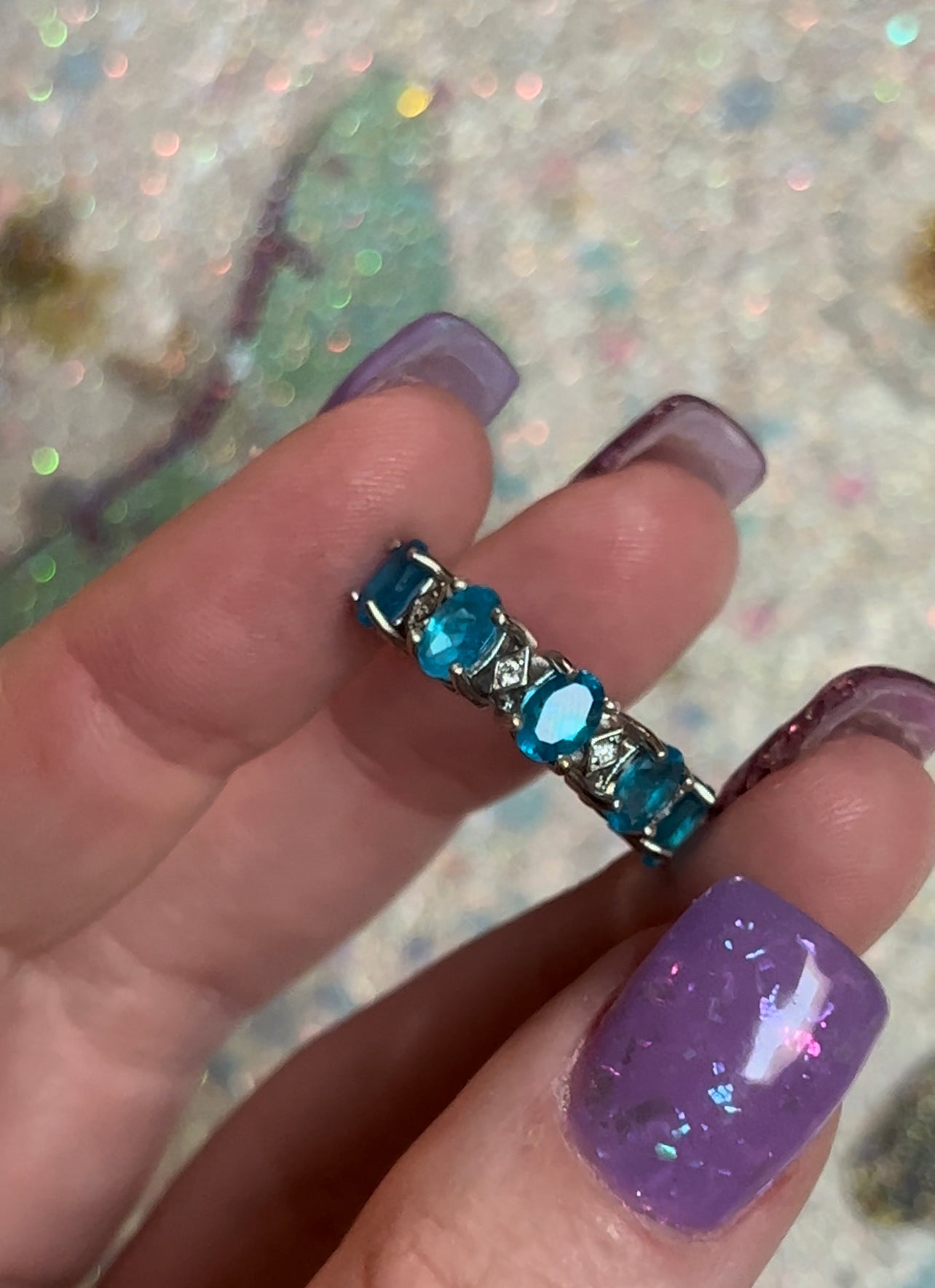 Size 6 Neon Blue Apatite Ring Sterling Silver