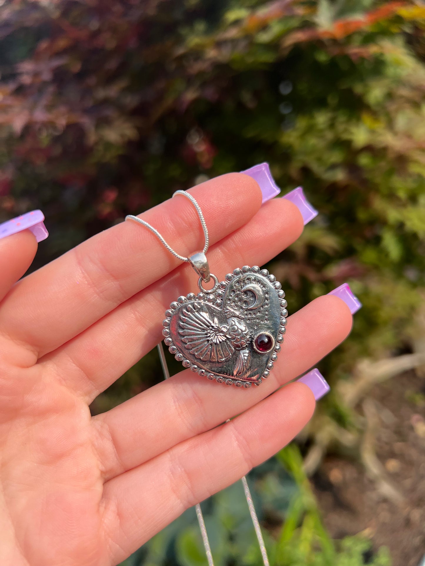 Garnet Cardinal Necklace Sterling Silver