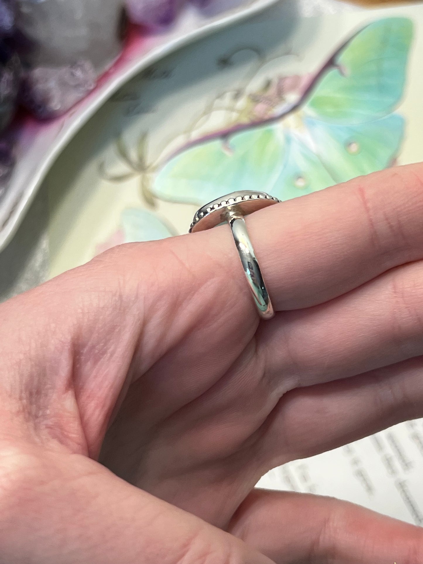 Size 8 Aqua Chalcedony Ring Sterling Silver