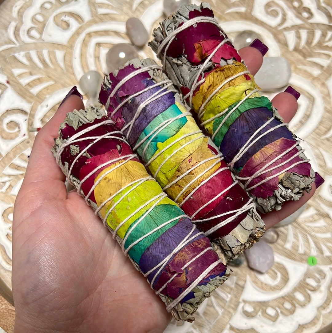 White Sage Chakra Rose Petals sage bundle