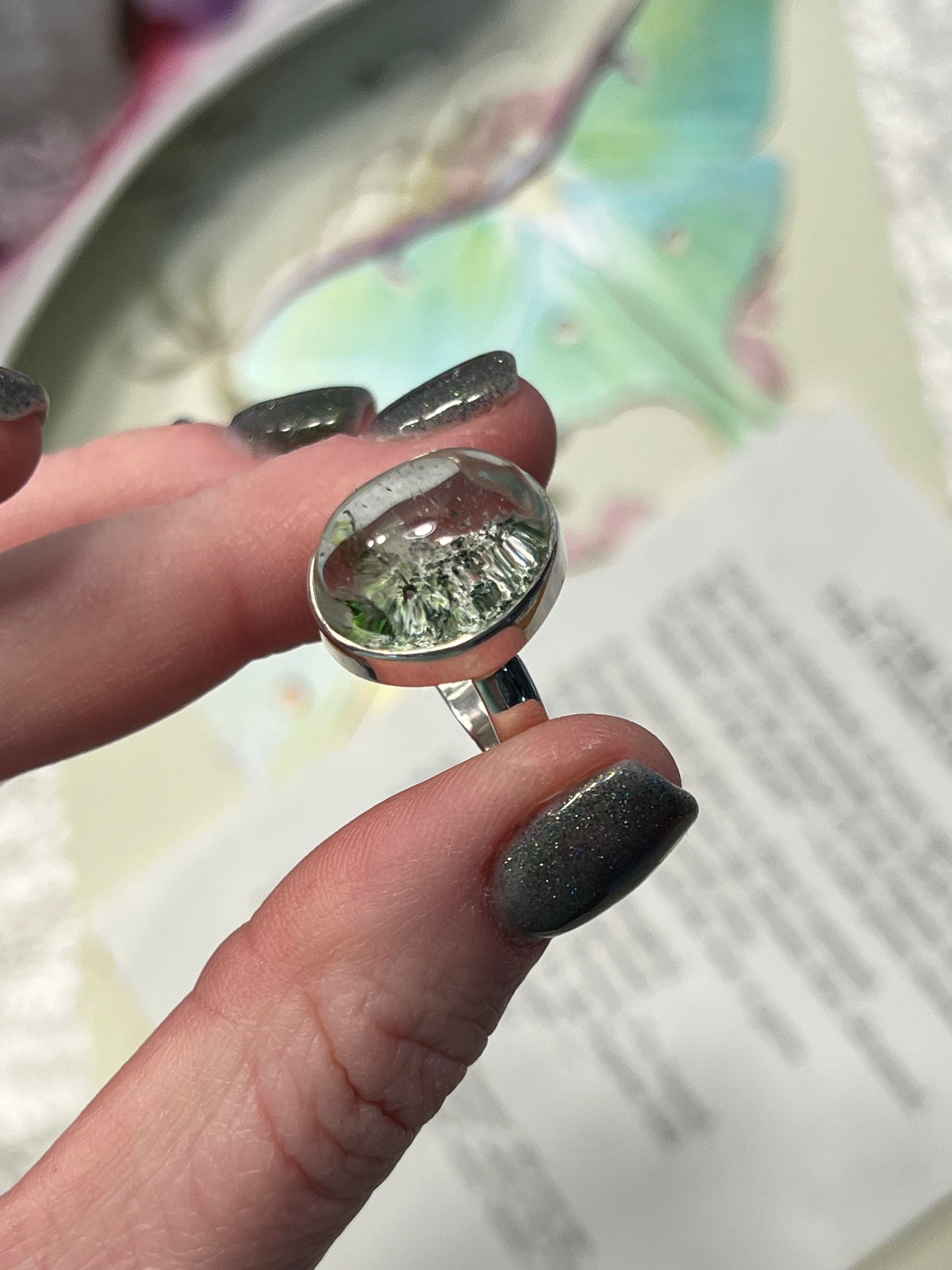 Size 7.5 Garden Quartz Ring Sterling Silver