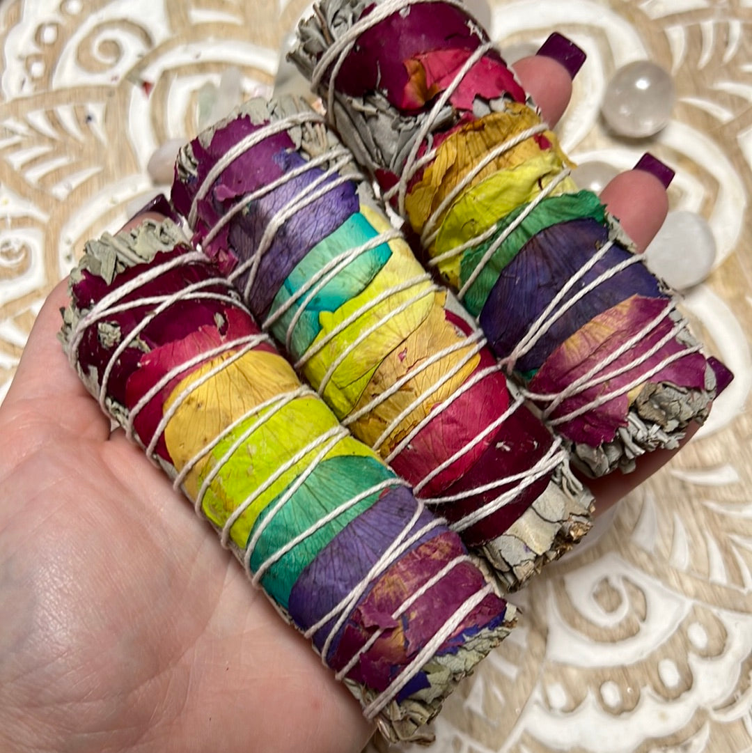White Sage Chakra Rose Petals sage bundle