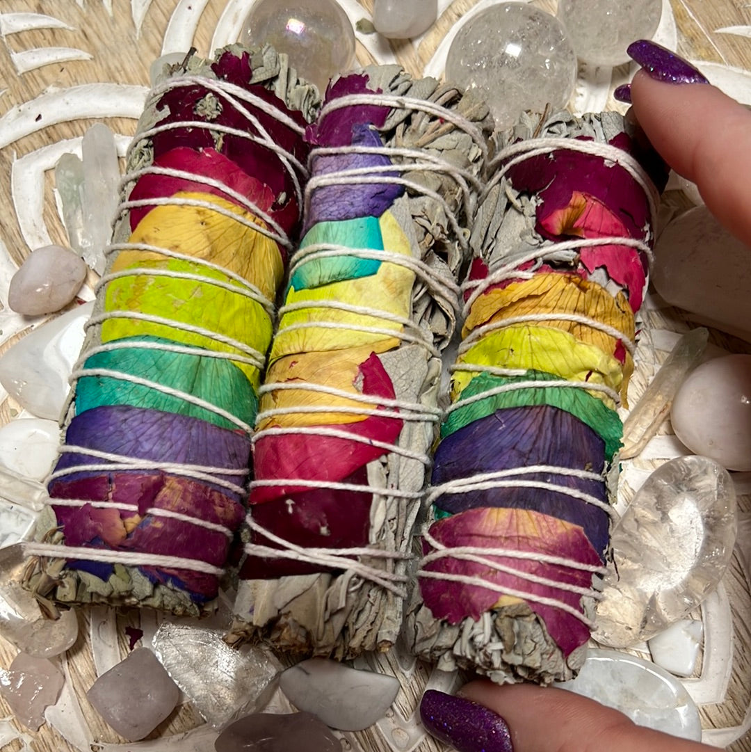 White Sage Chakra Rose Petals sage bundle